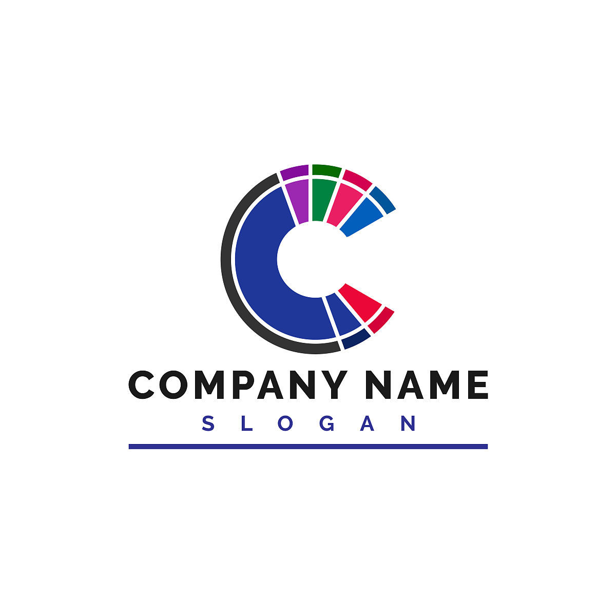c字母标志设计.c字母标志矢量插图-矢量
