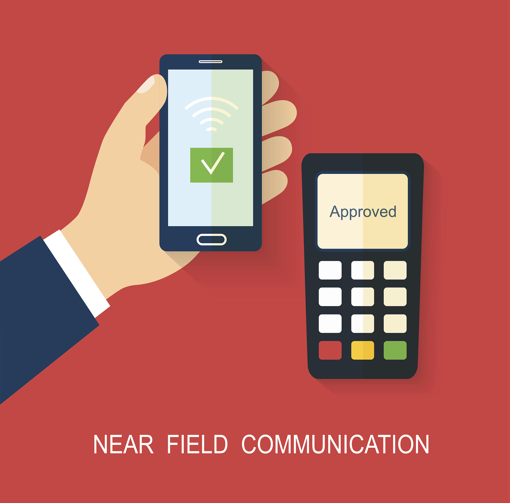 mobile payment.nfc technology. flat vector illustration