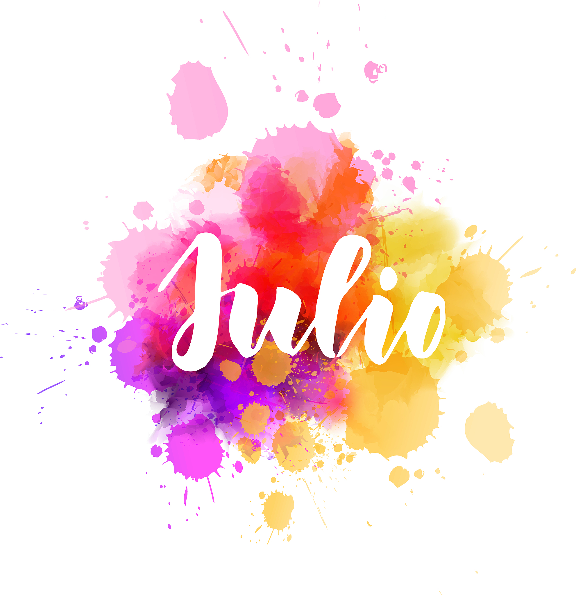 julio - handwritten calligraphy on watercolor splash