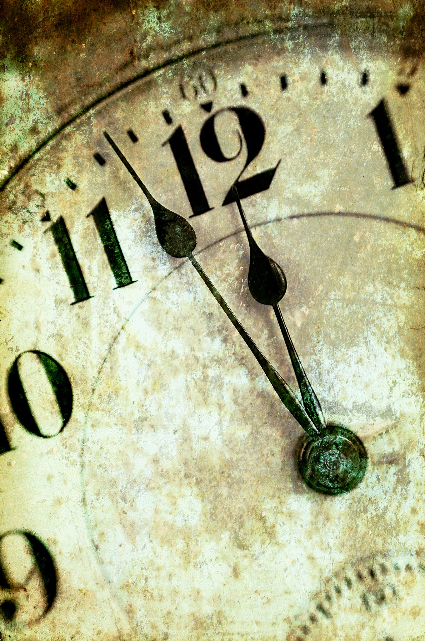 vintage grunge clock face closeup