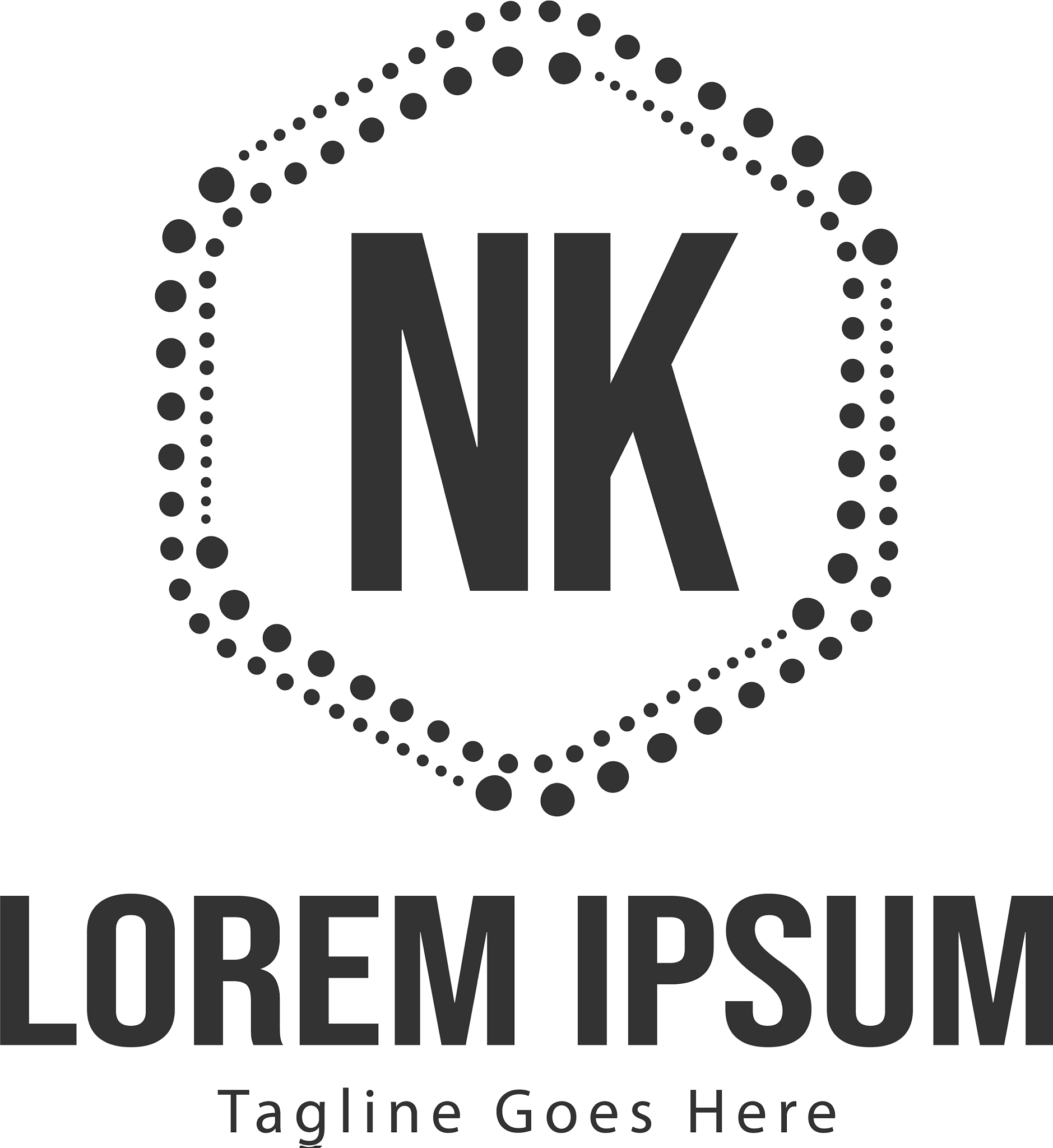 initial nk logo template with modern frame