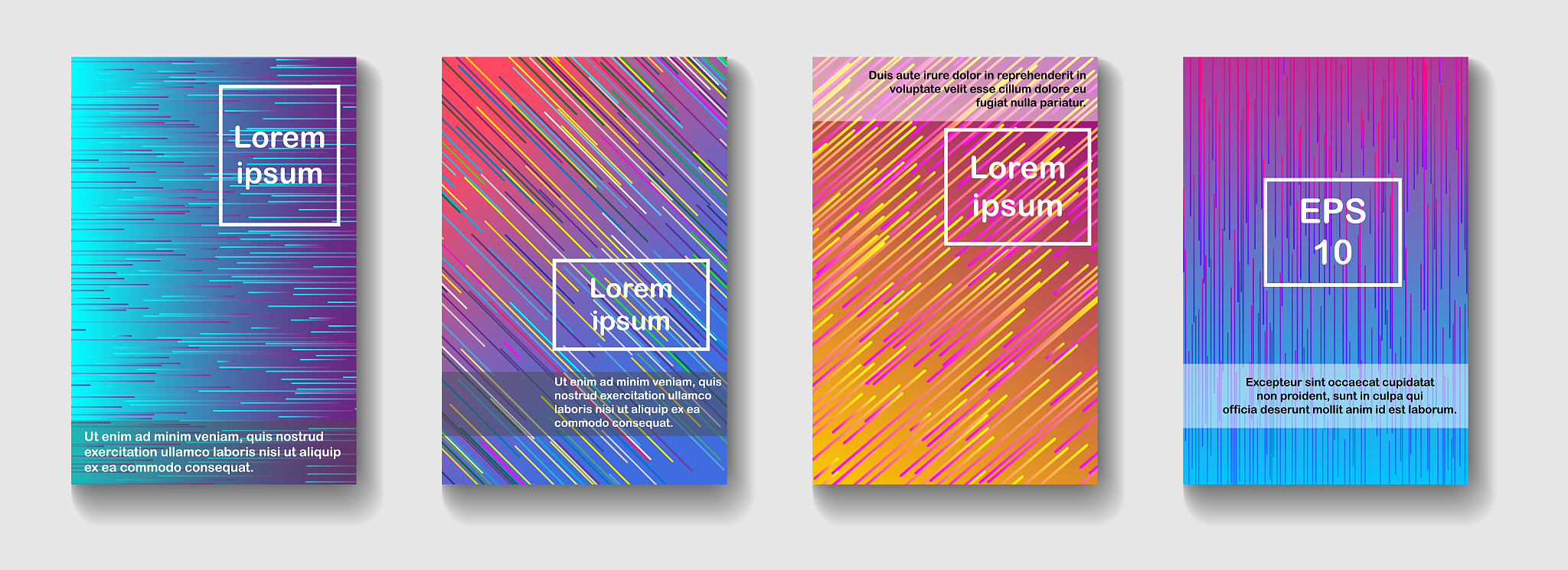 minimal vector covers design. lines gradient shapes composition.