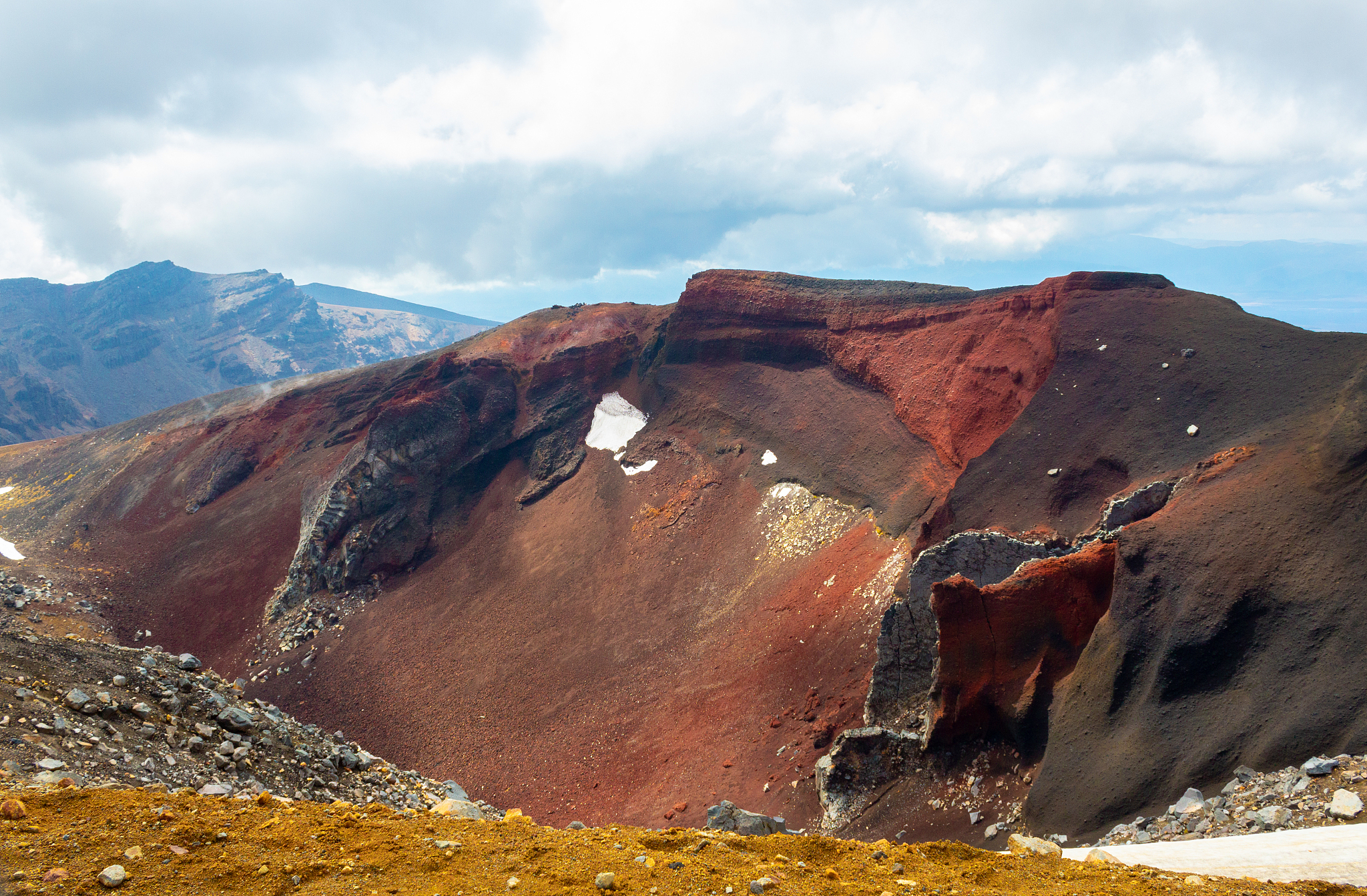 red crater during tongariro alpine crossing, just close to mount