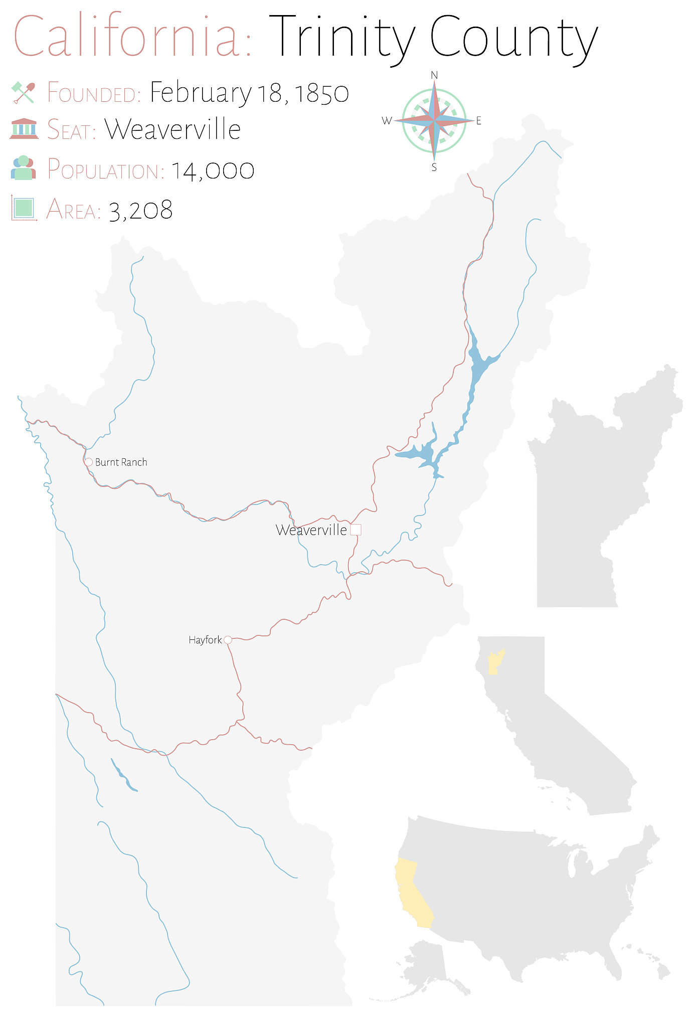 map of trinity county in california