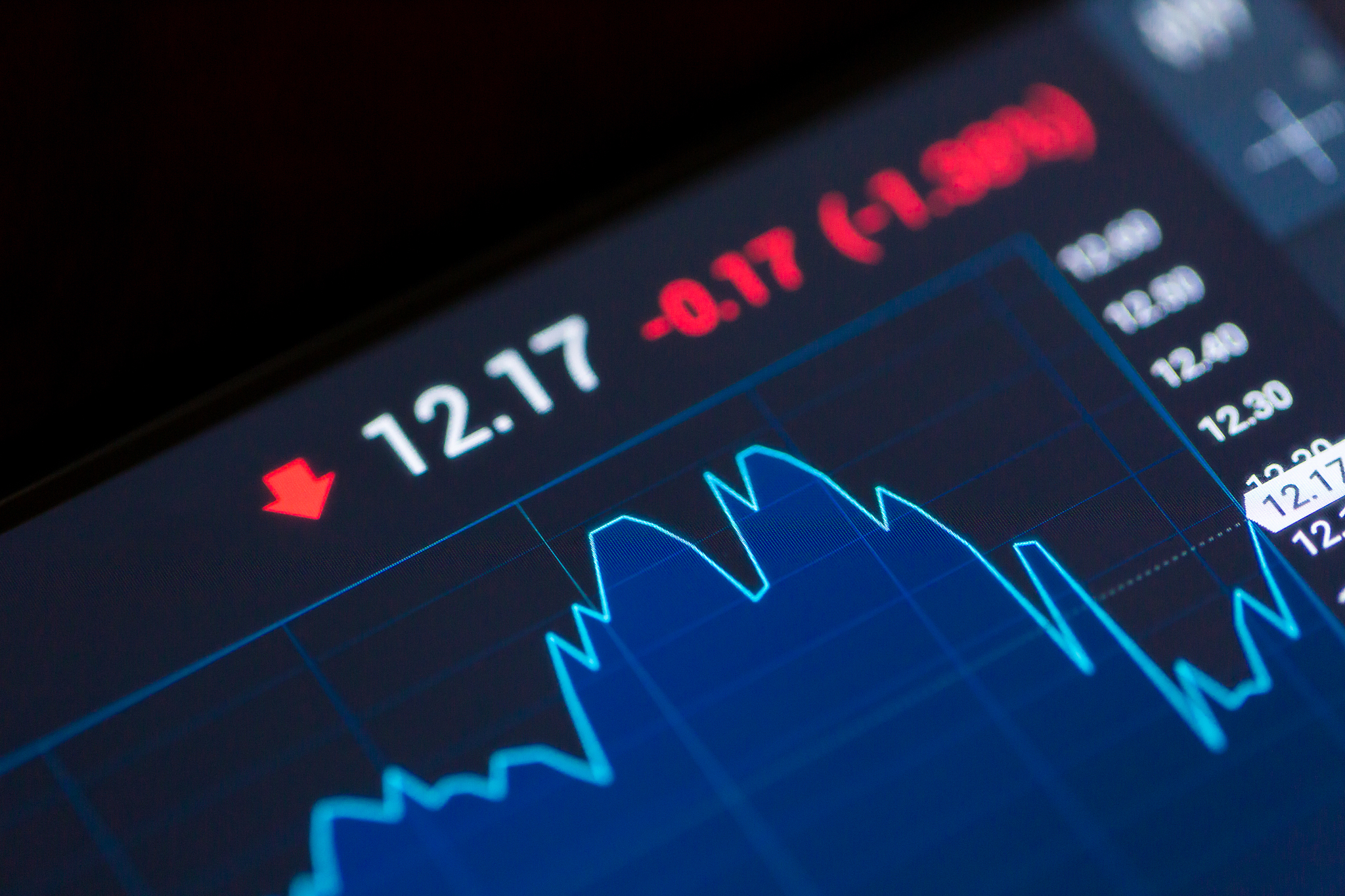 stock exchange chart on smart phone