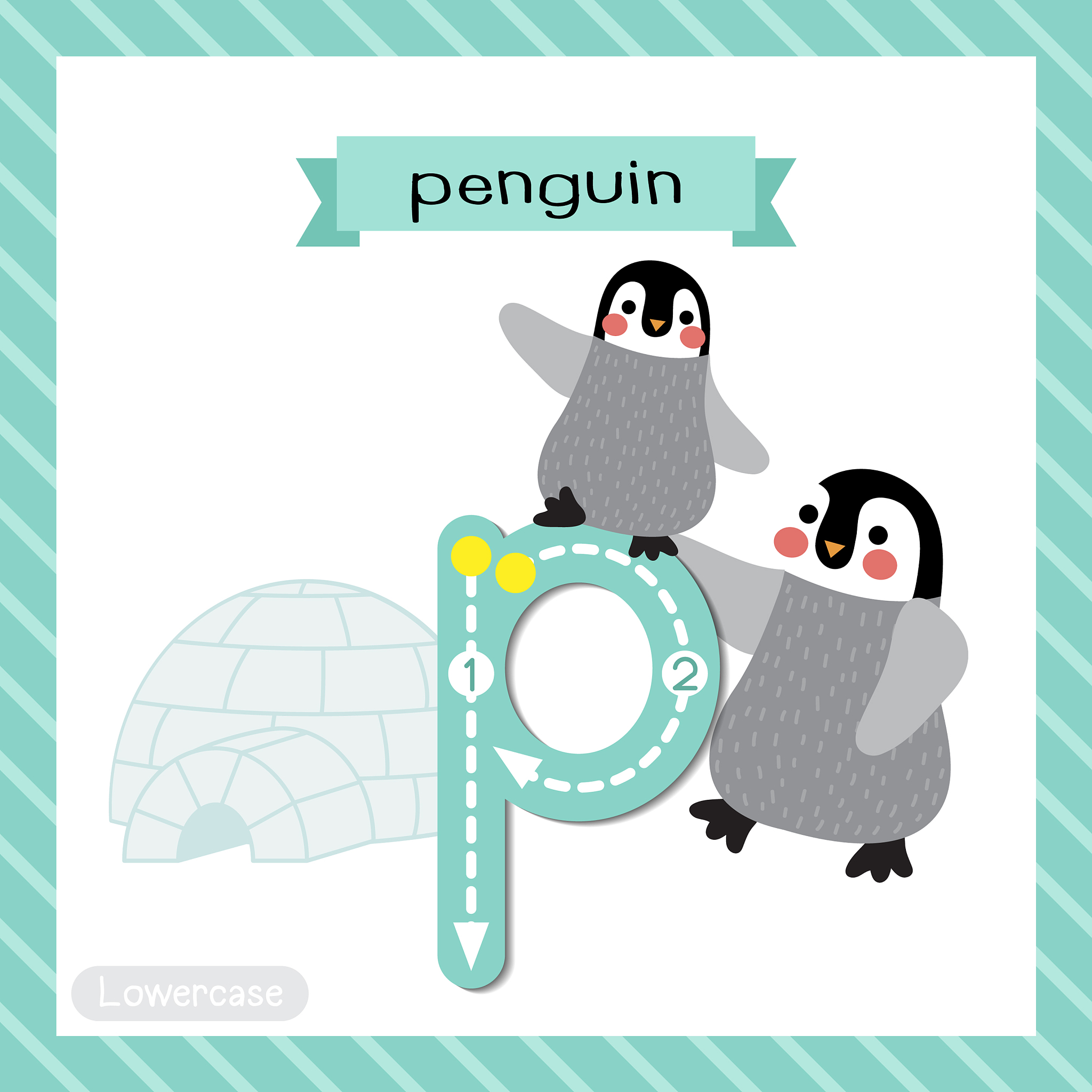 letter p lowercase tracing penguin mother and