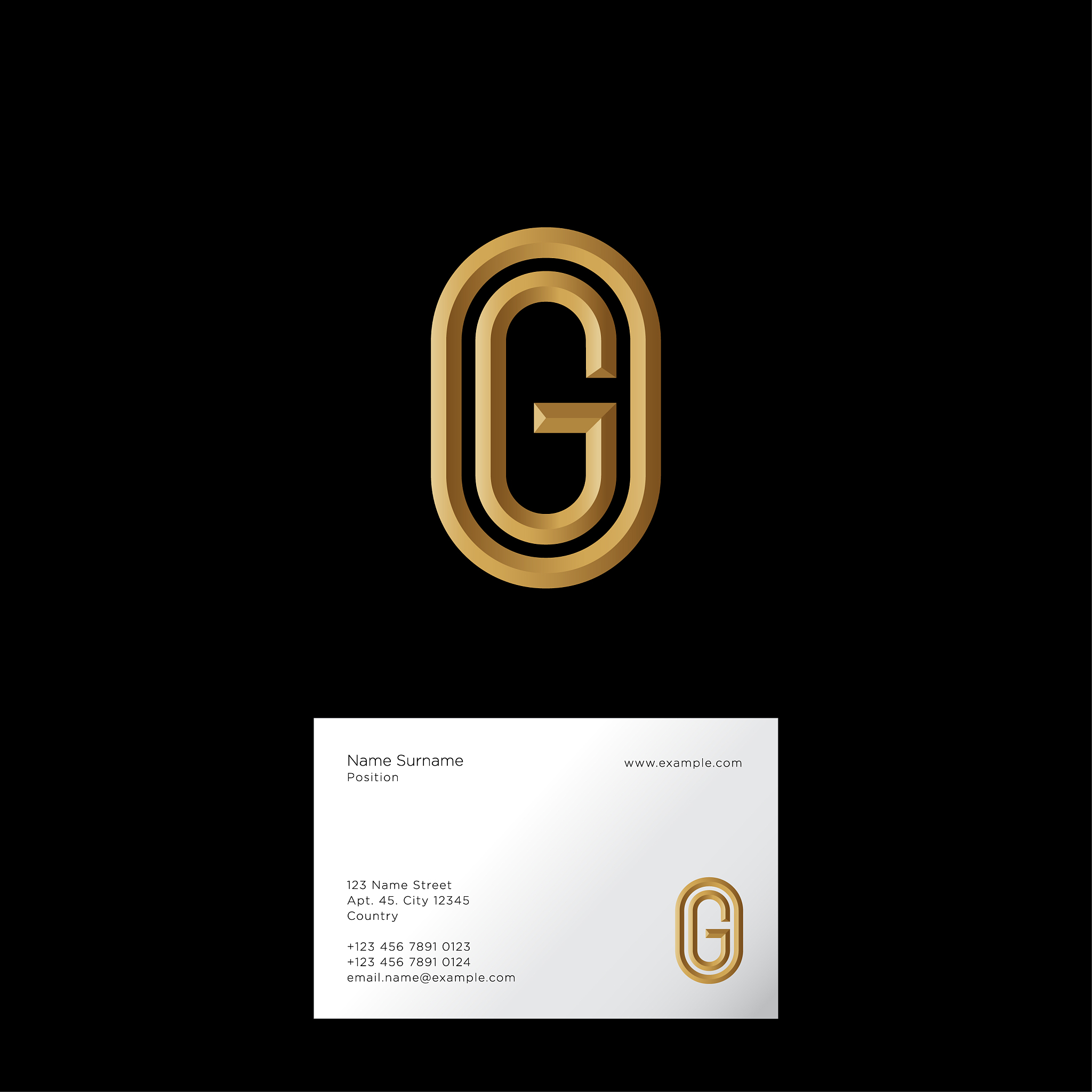 g letter initial gold letter oval