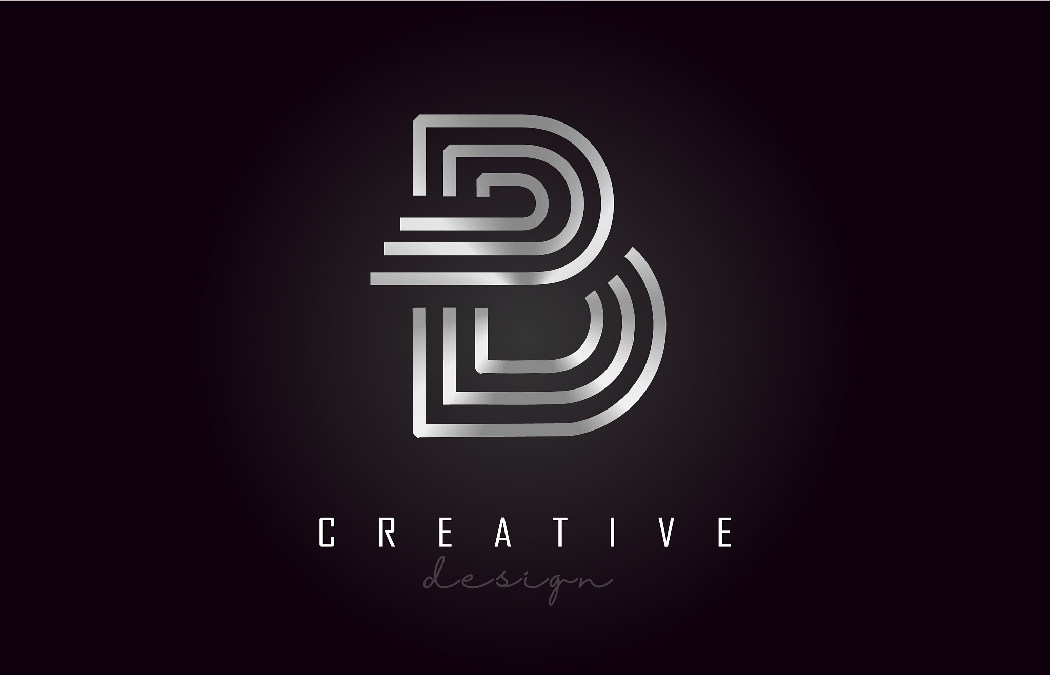 b silver letter logo monogram design creative b