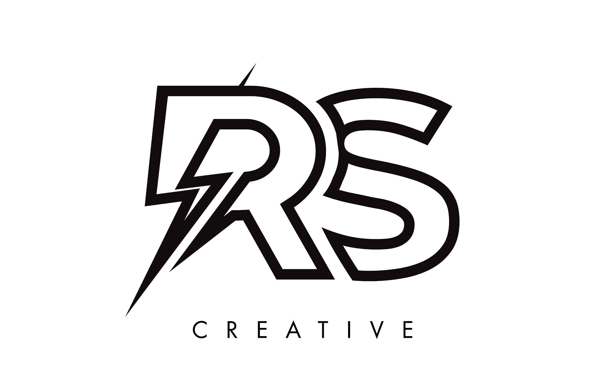 rs letter logo design with lighting thunder bolt
