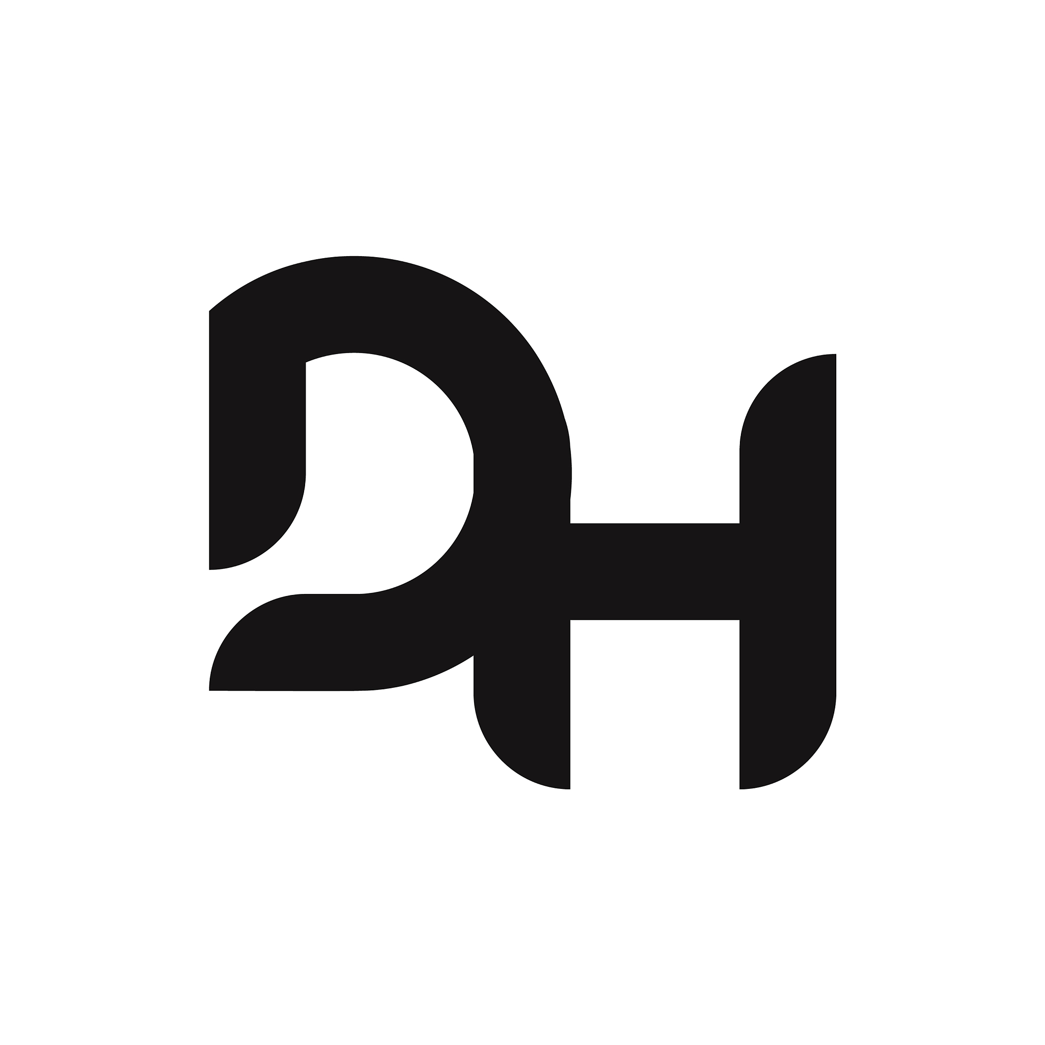 dh letter logo design with simple style