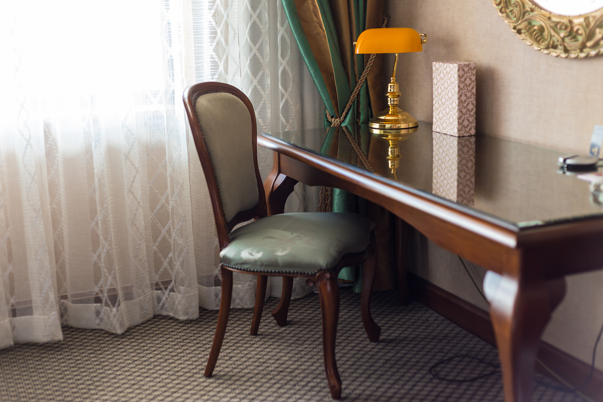 luxury hotel room desk