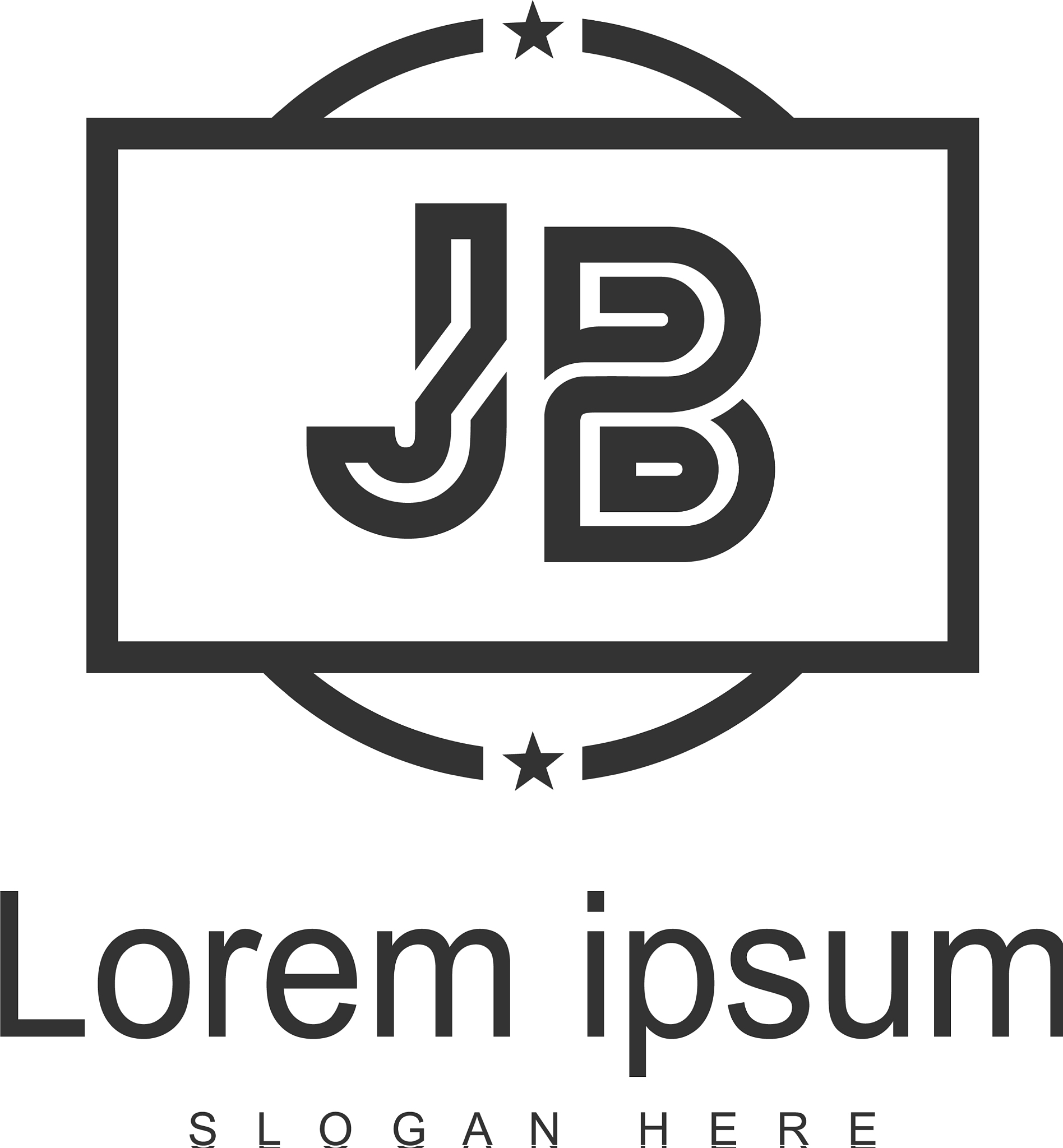 initial jb logo template with modern frame