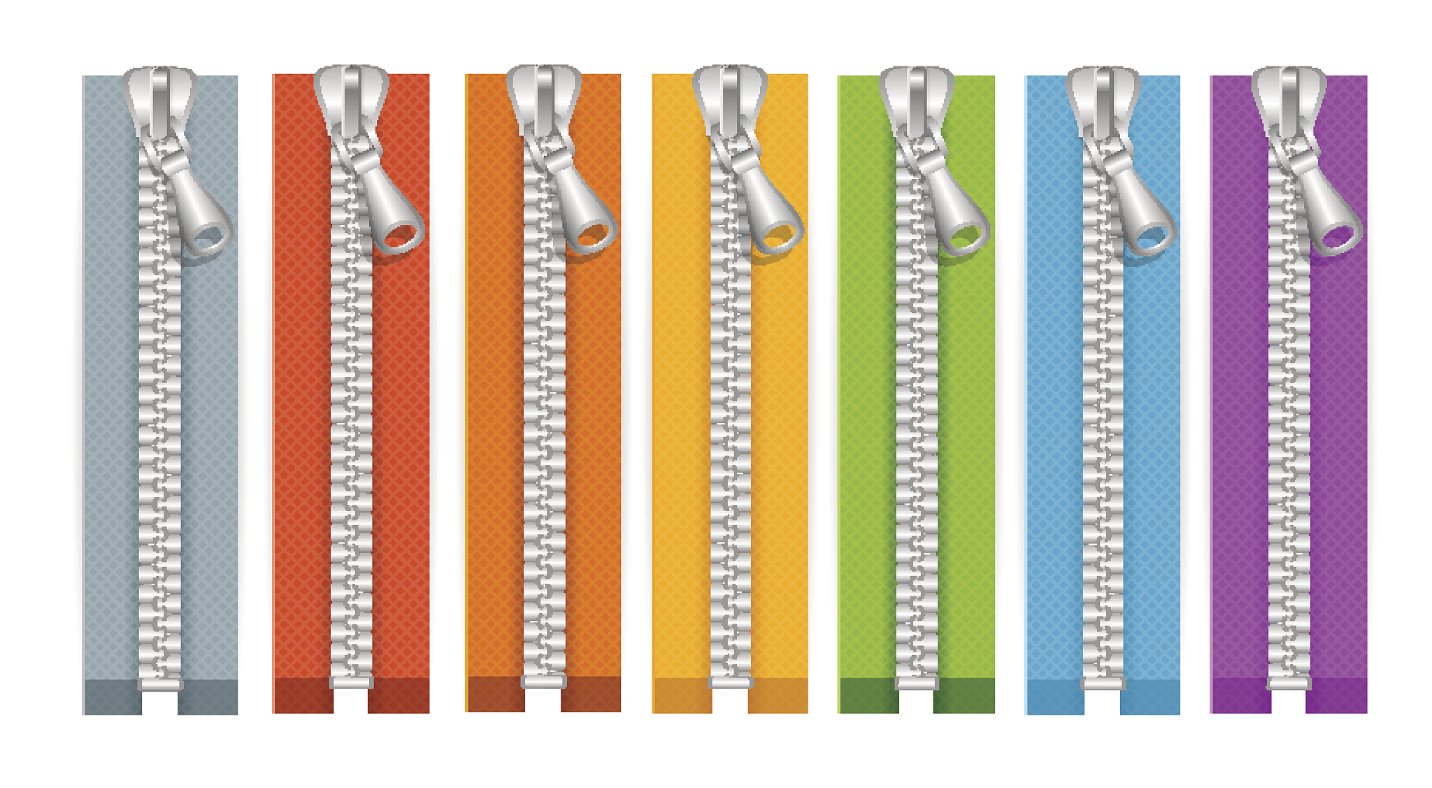 clothes colorful zip collection closed positions. vector