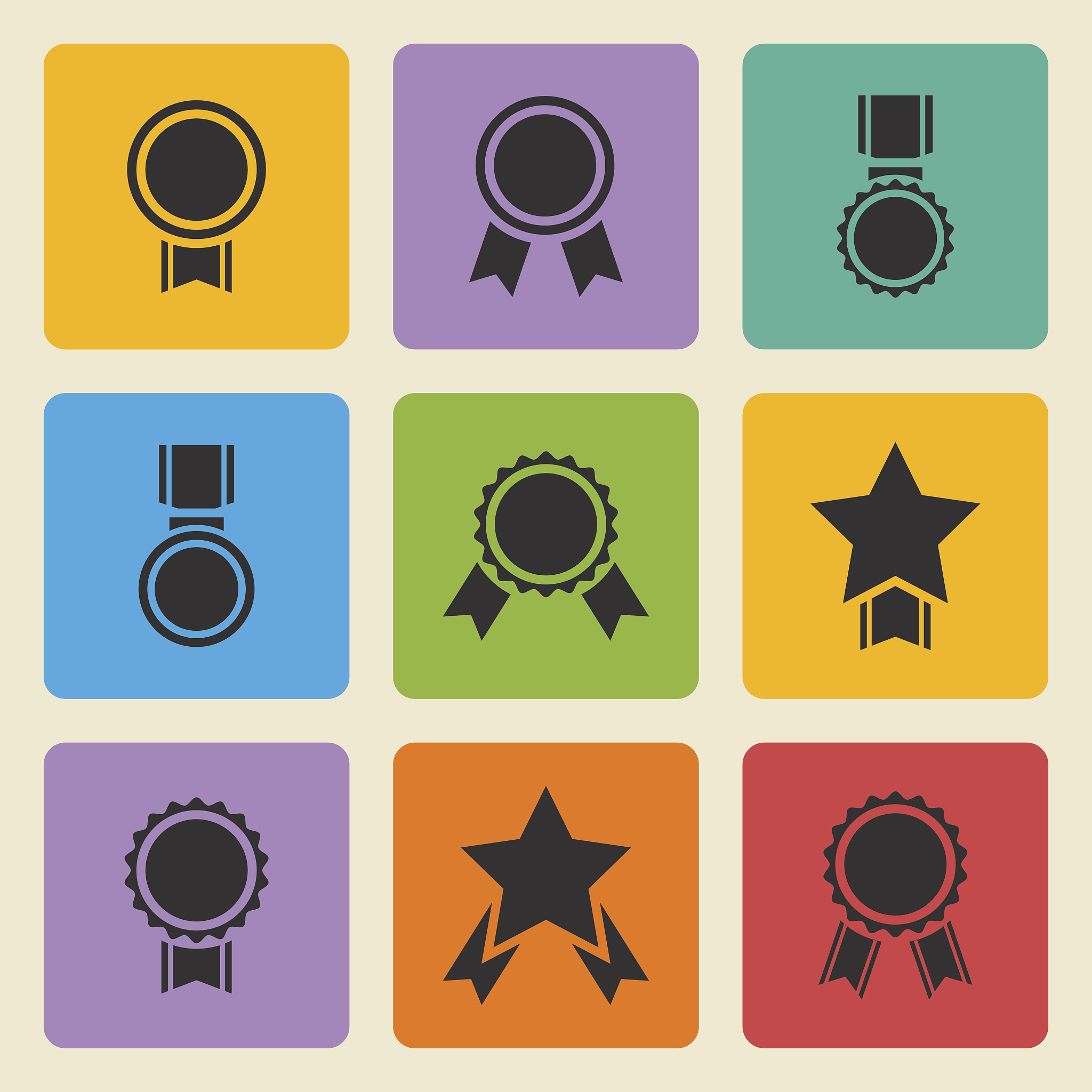 vector black medal,award icons set