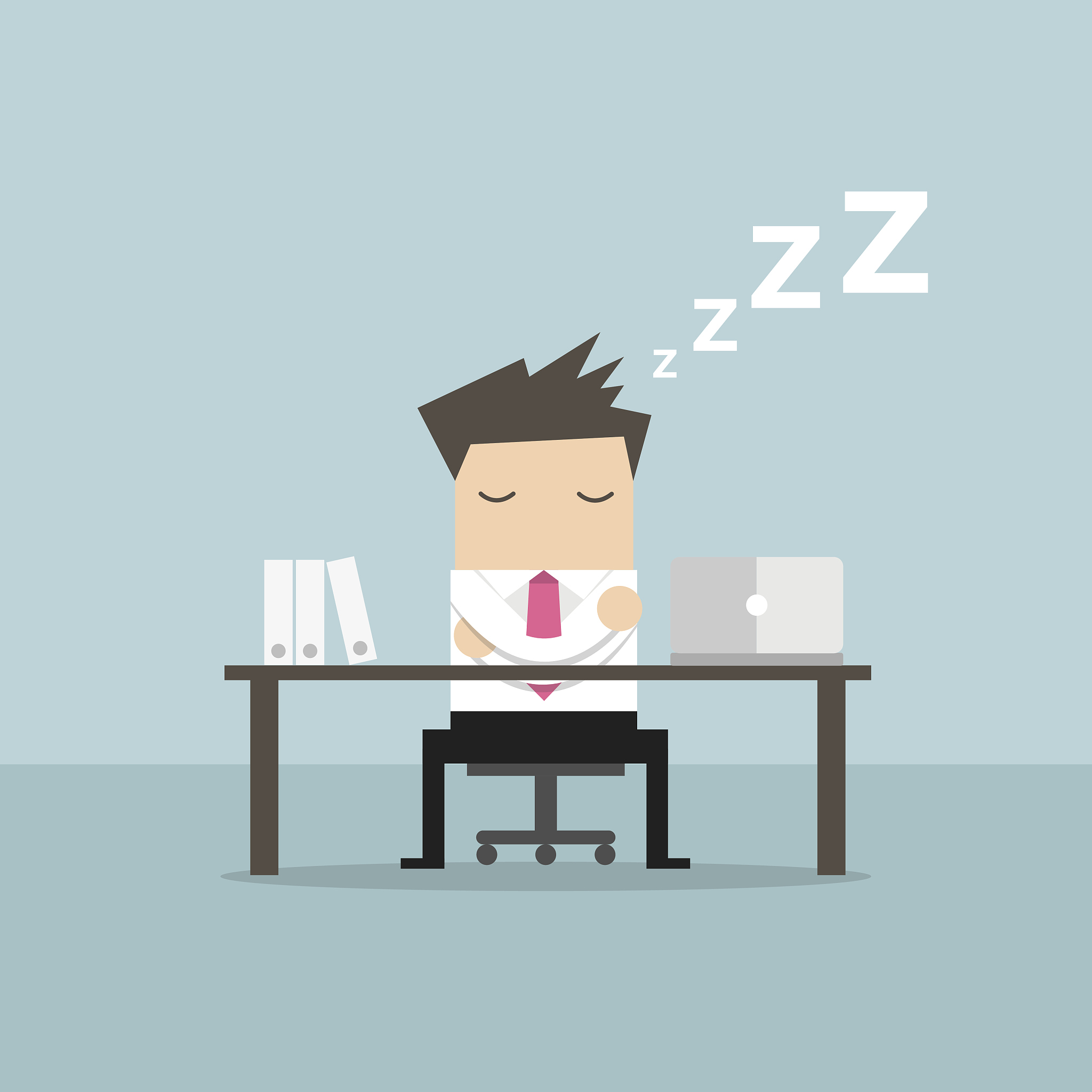 businessman sleeping at works flat design