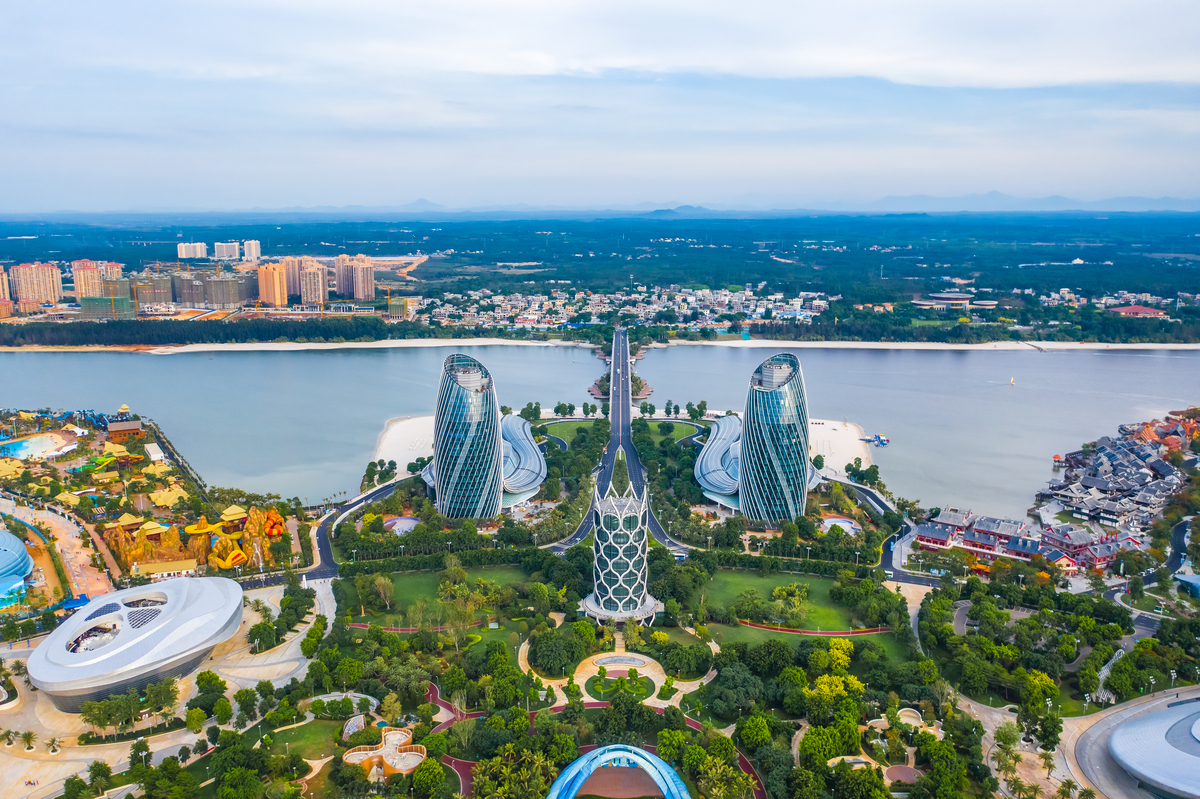 中国亚洲海南儋州海洋花岛的航拍图