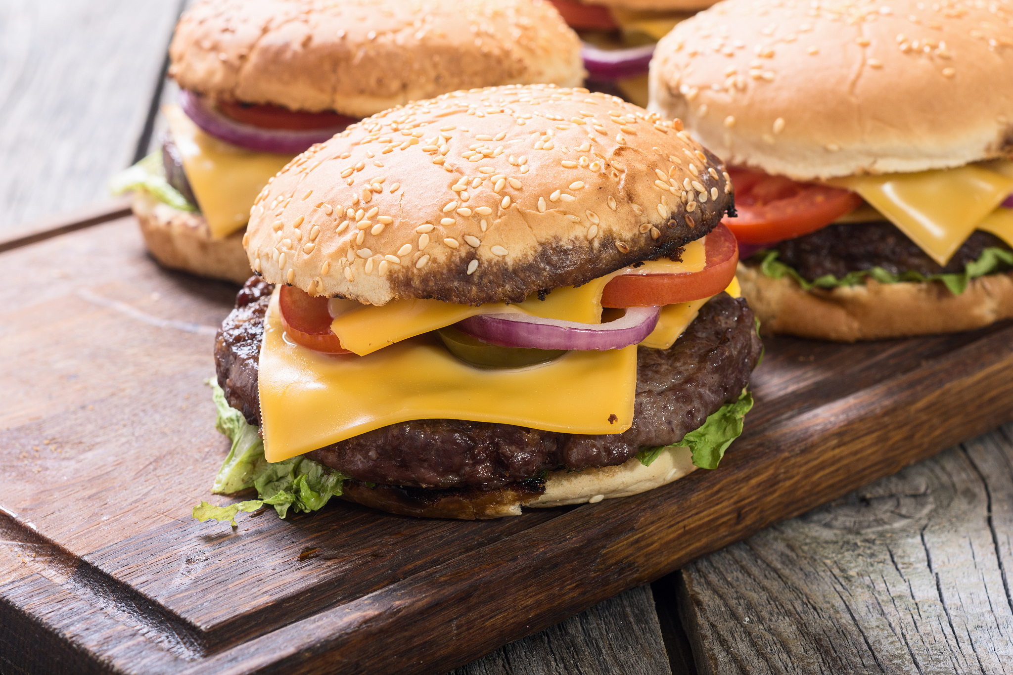 unhealthy american hamburger