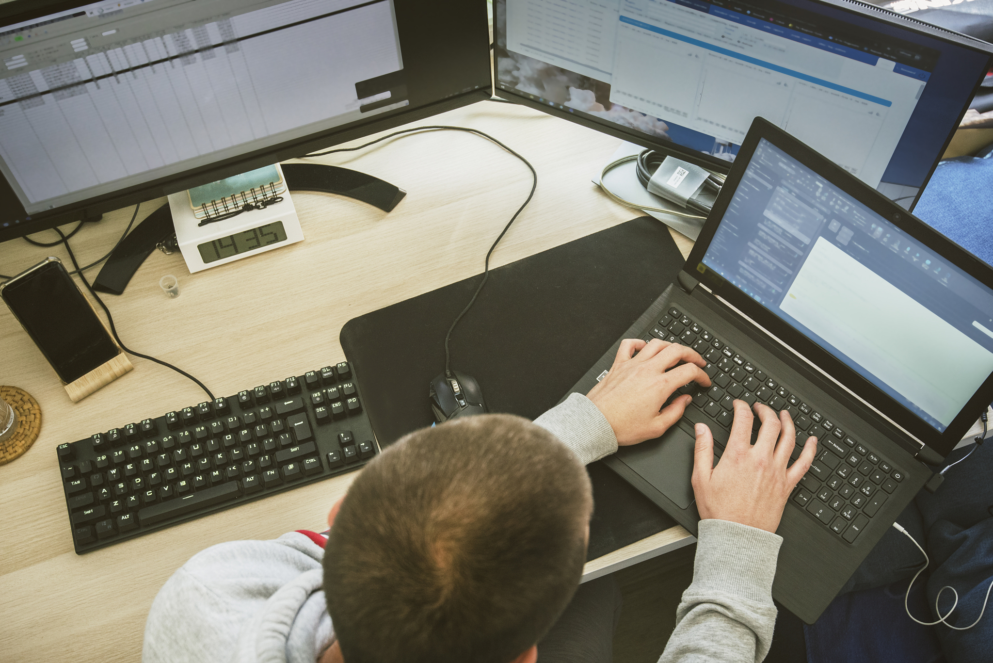 young man working from home