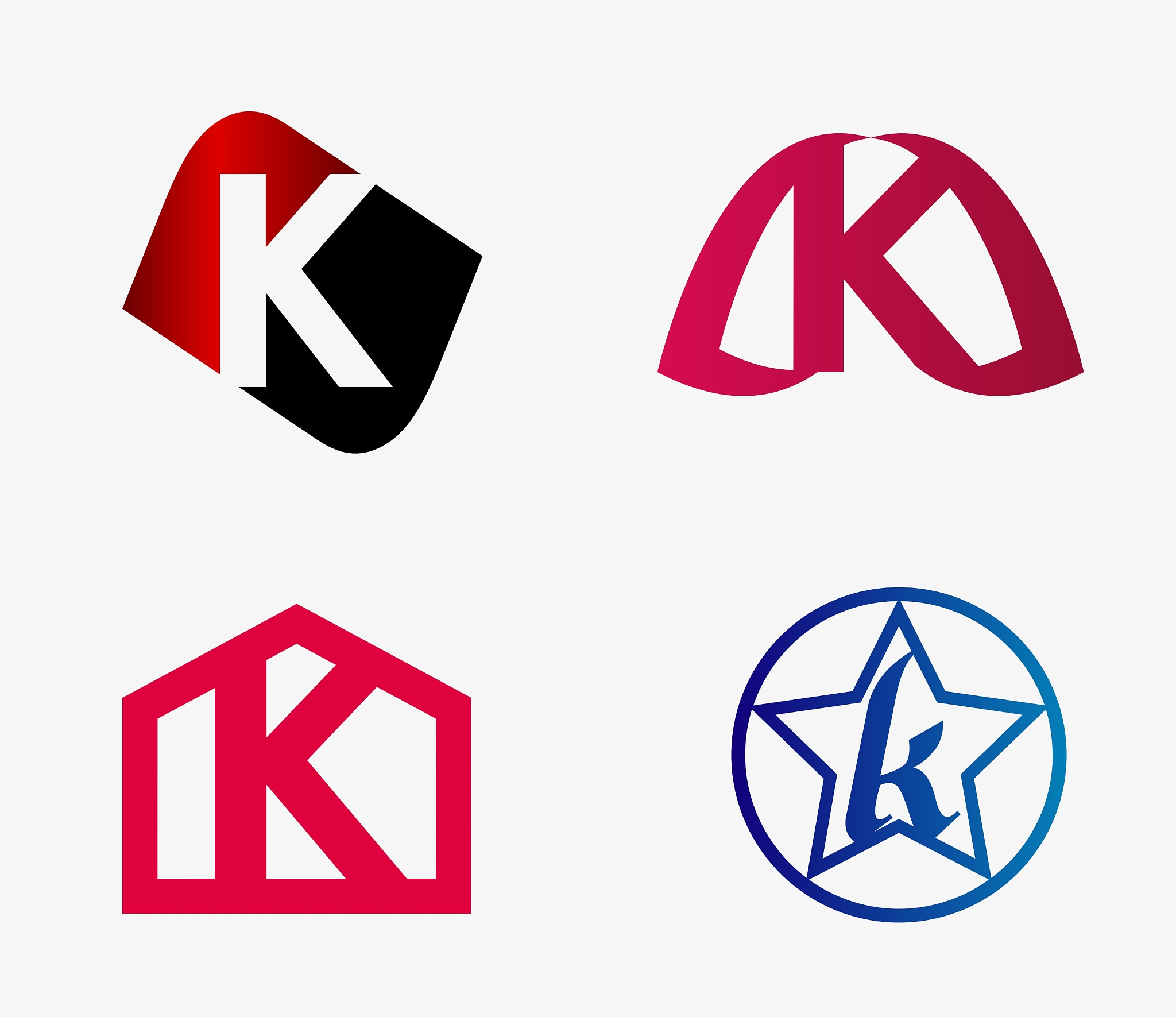 abstract k round logo design template