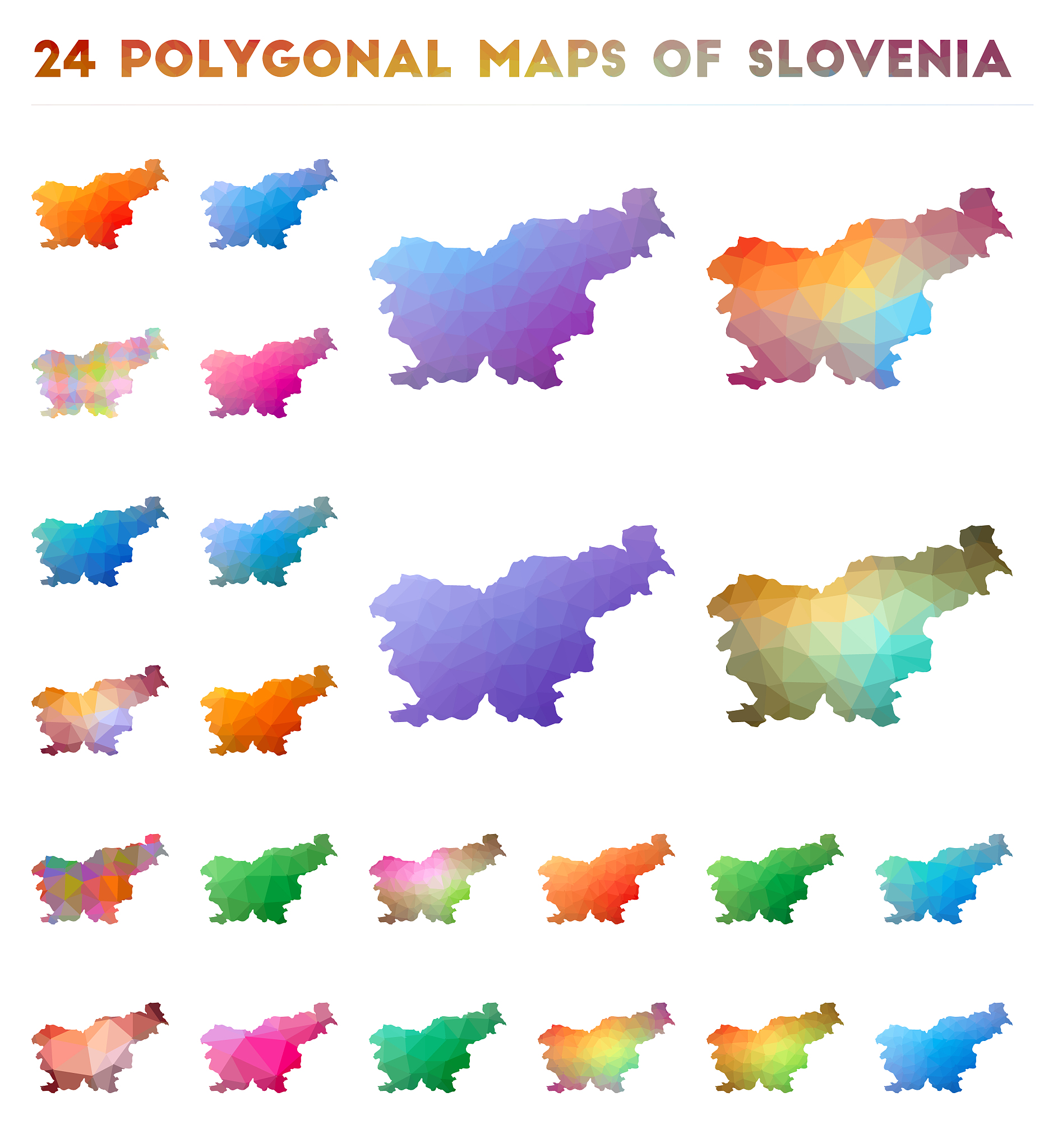 set of vector polygonal maps of slovenia.