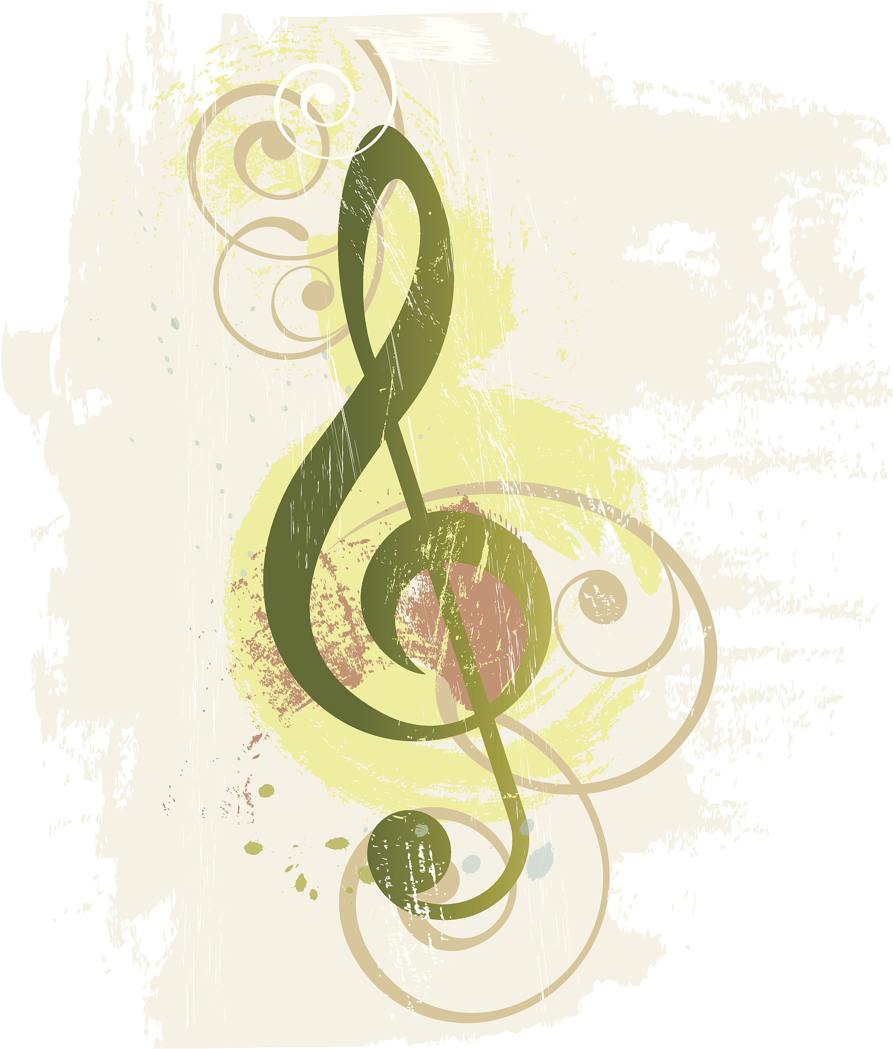 grunge music background with treble clef
