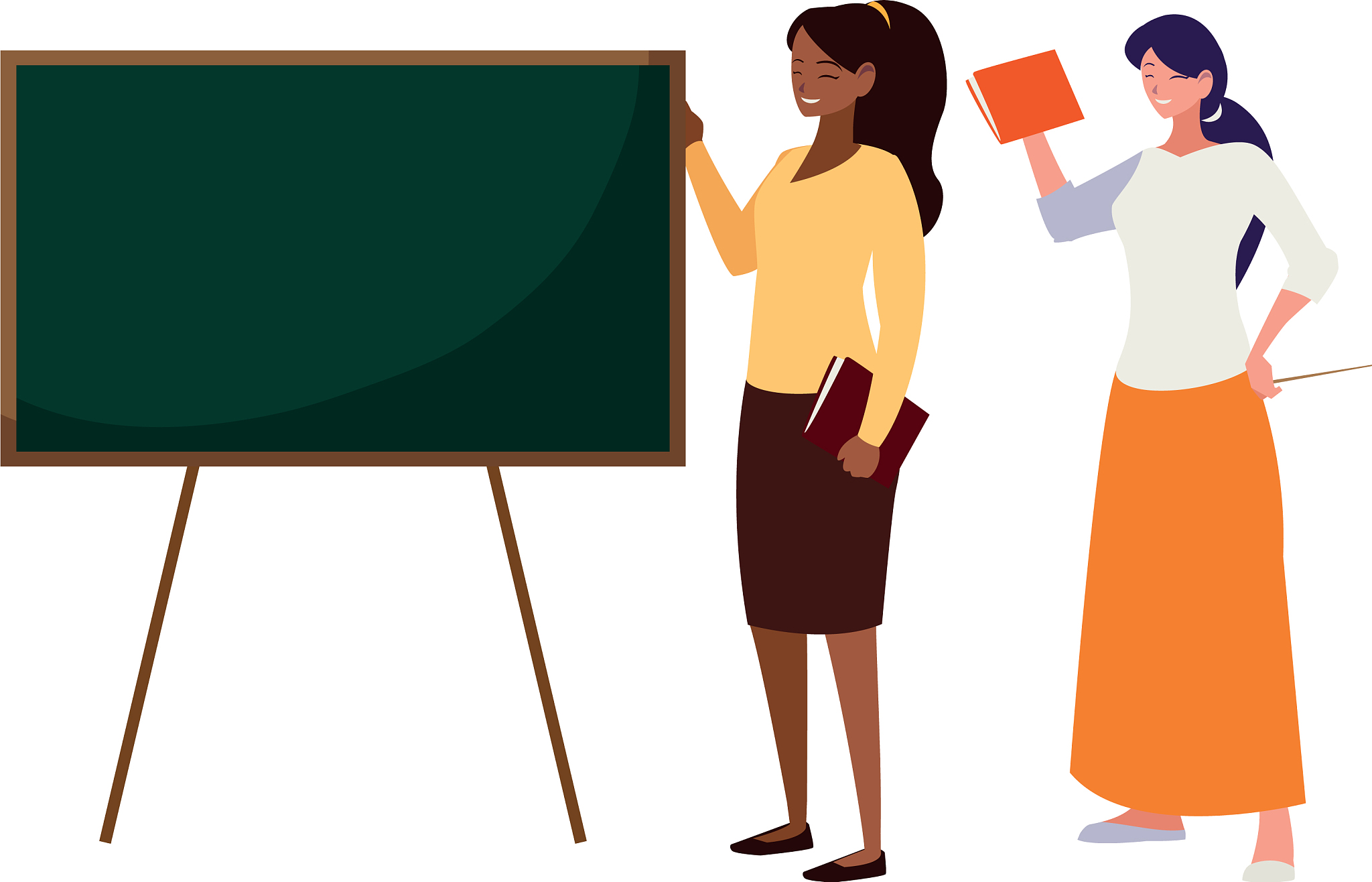 interracial female teachers couple with textbooks