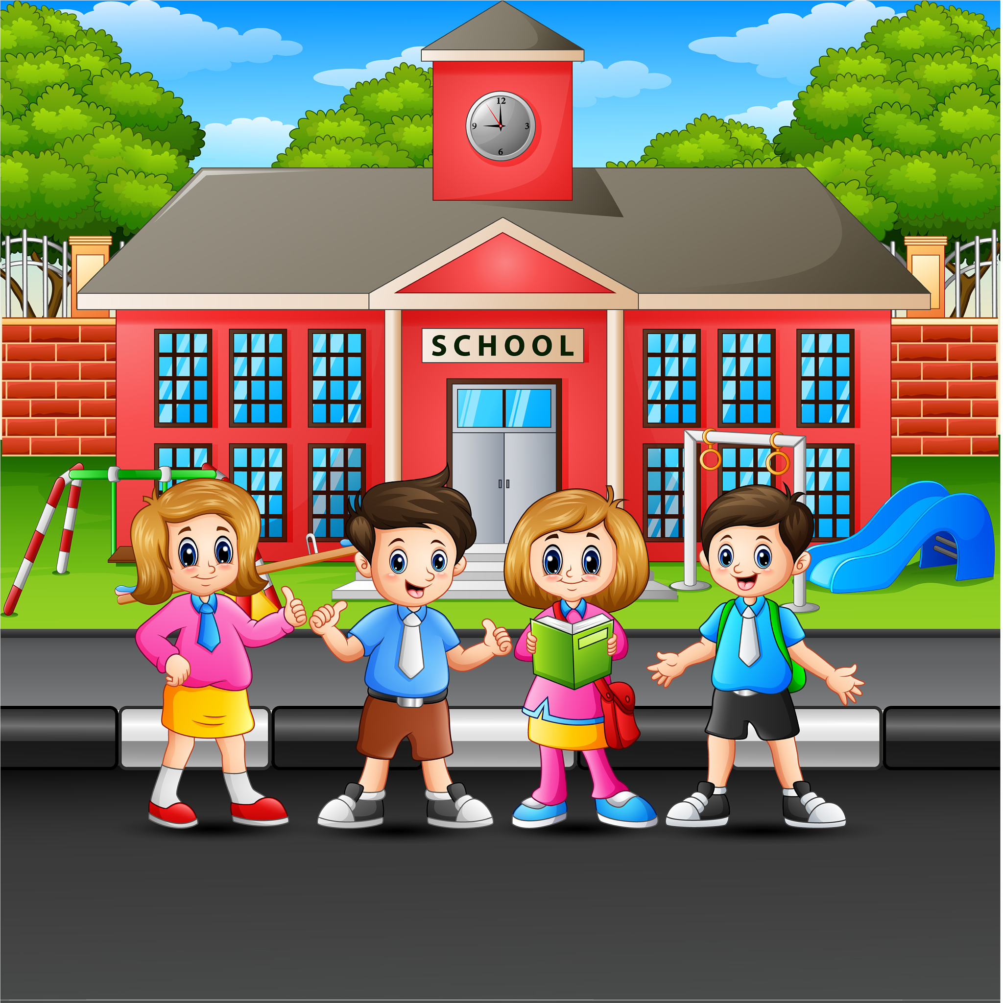 children standing on the street