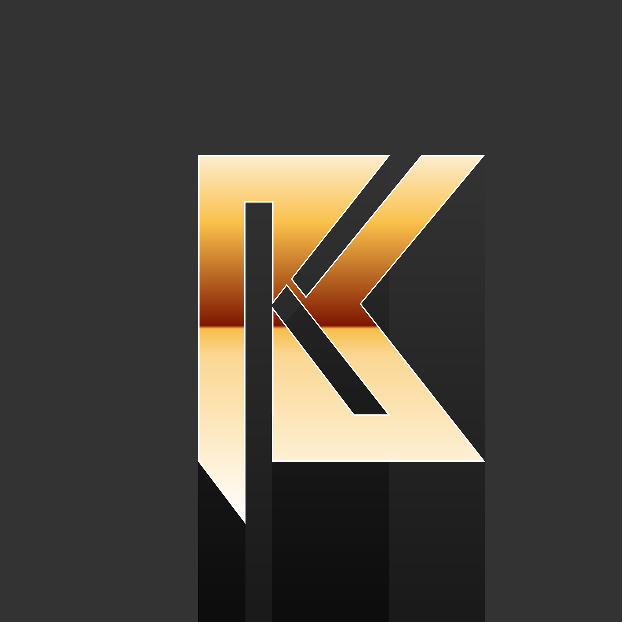 gold letter k shape logo element