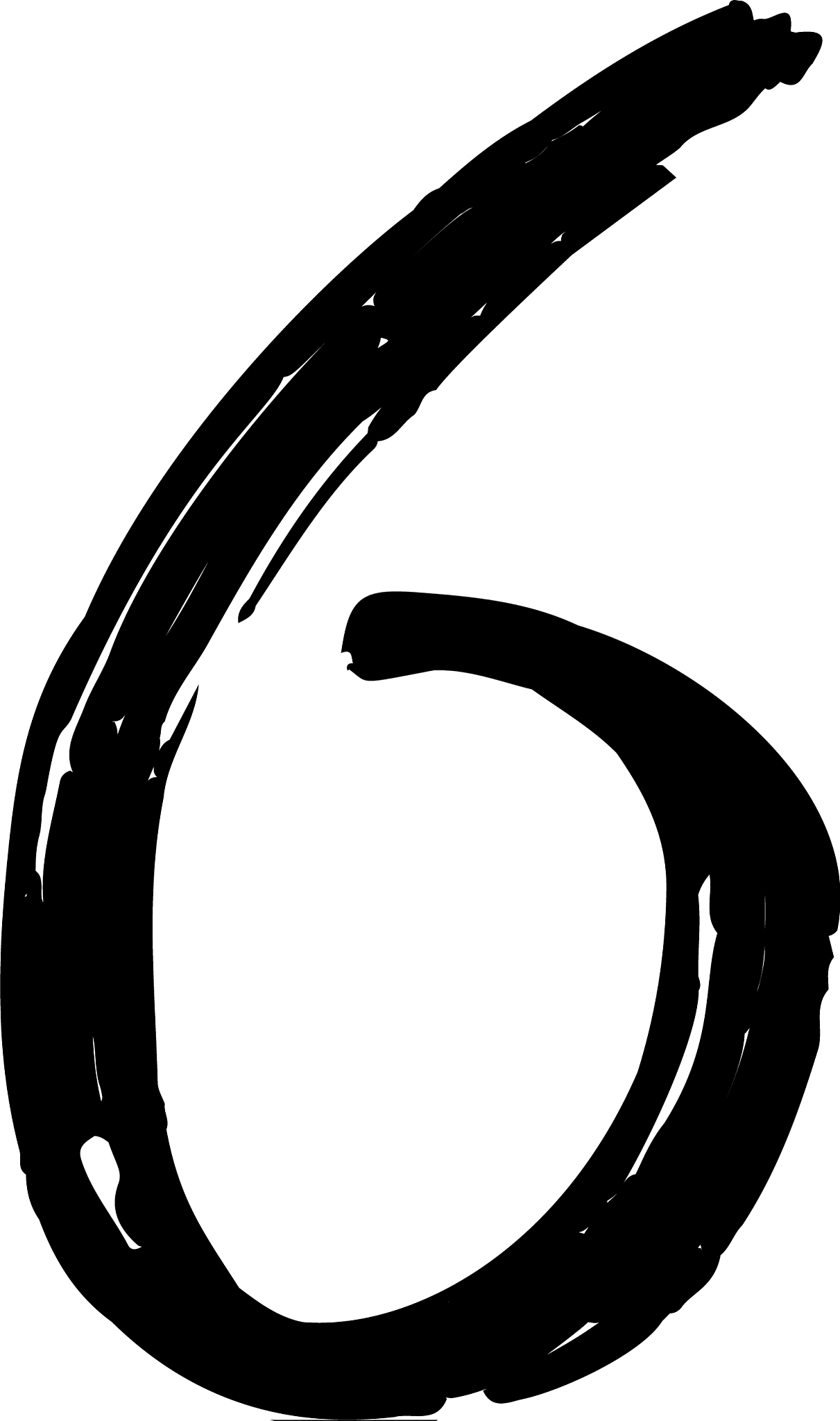number 6 painted by brush