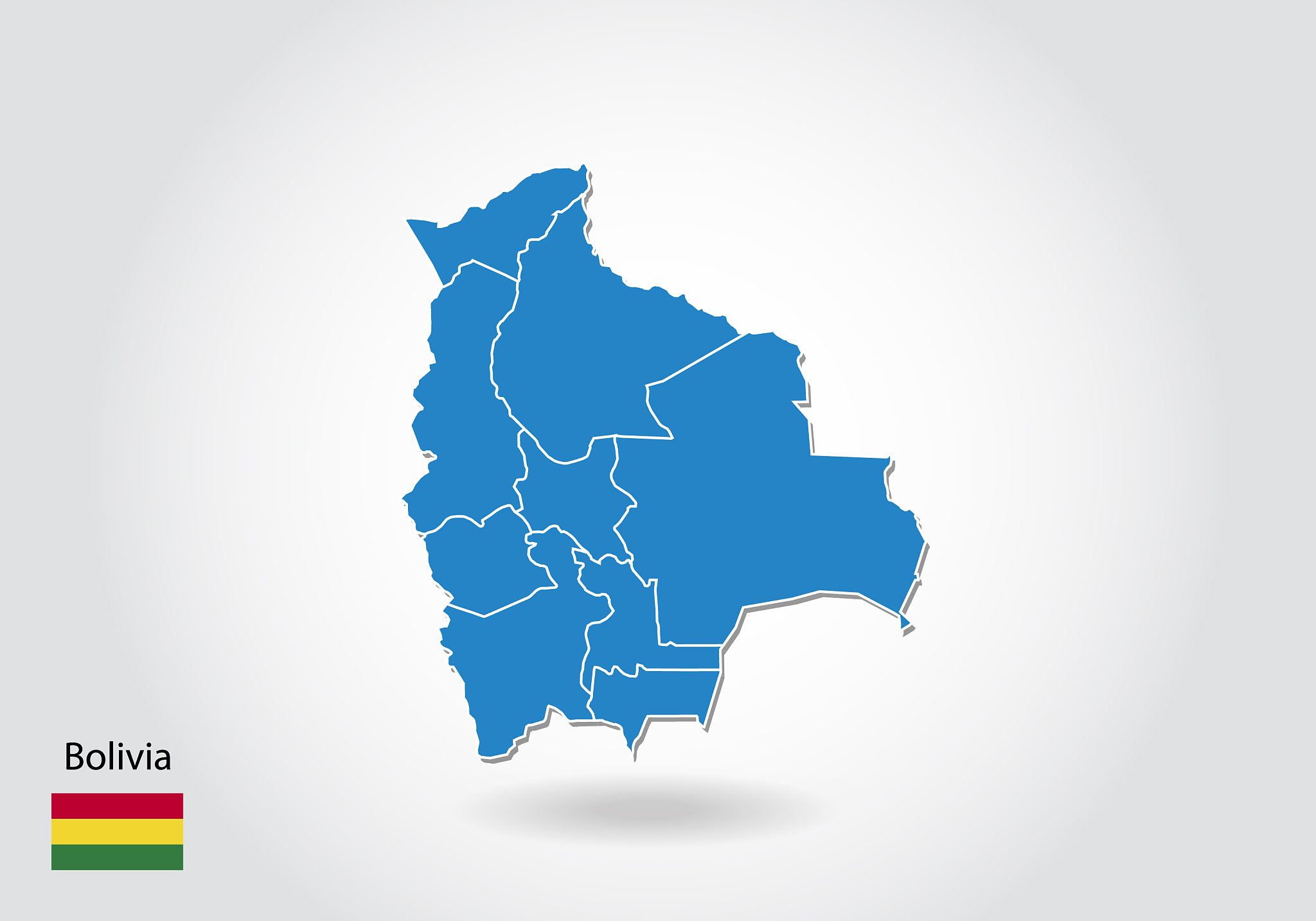 bolivia map design with 3d style blue bolivia map
