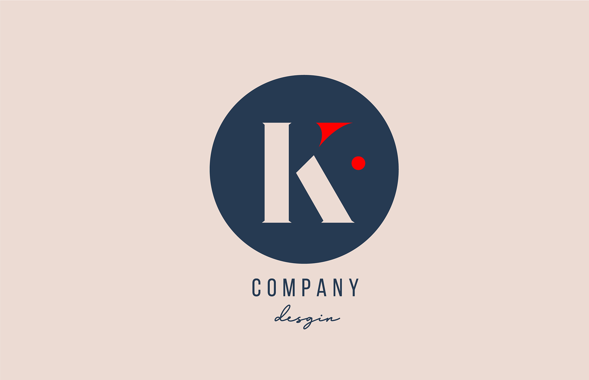 red dot k letter alphabet logo icon design with