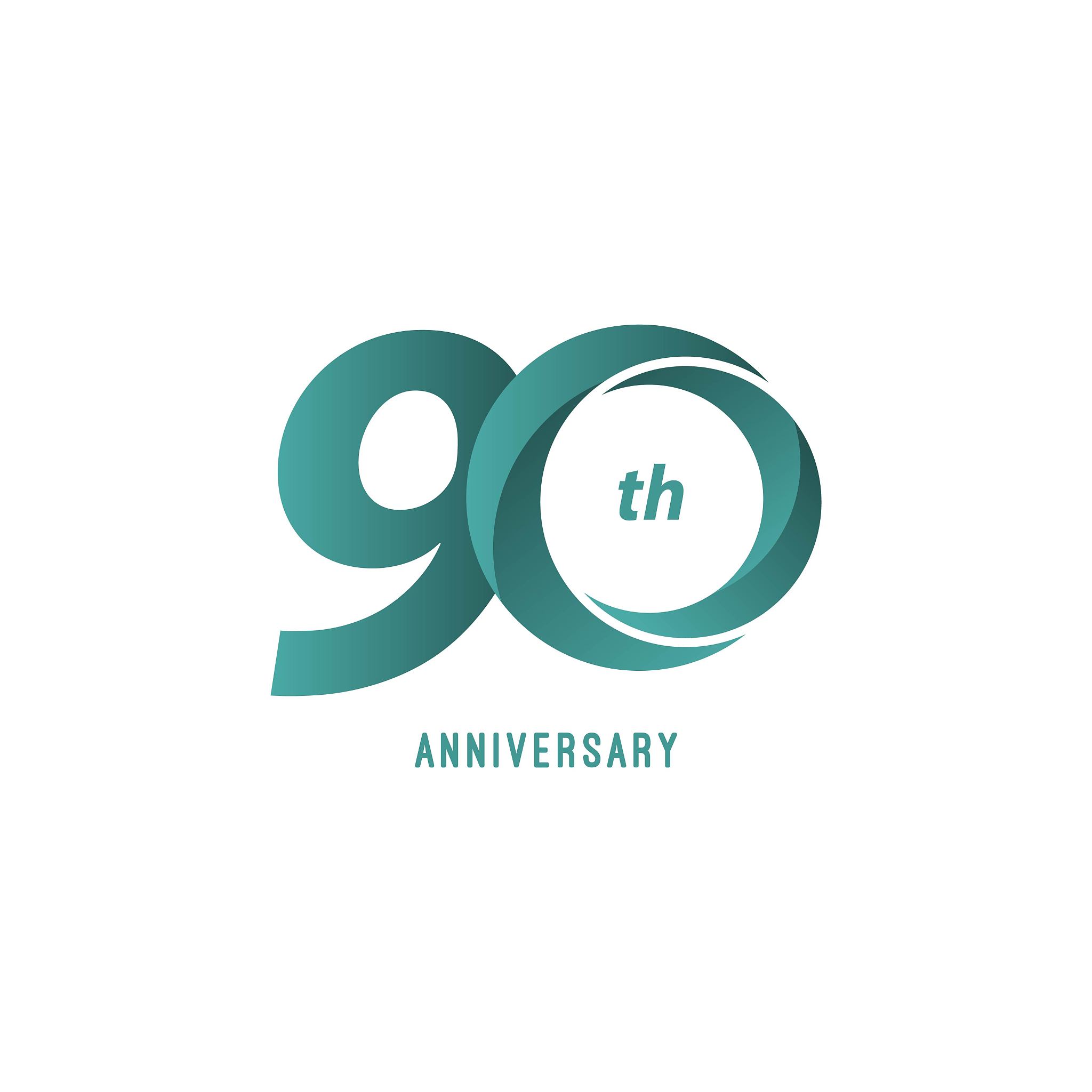 90 year anniversary vector template design illustration