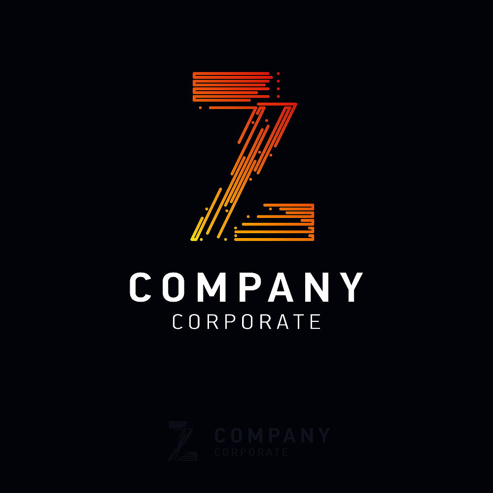 z company logo design with visiting card vector