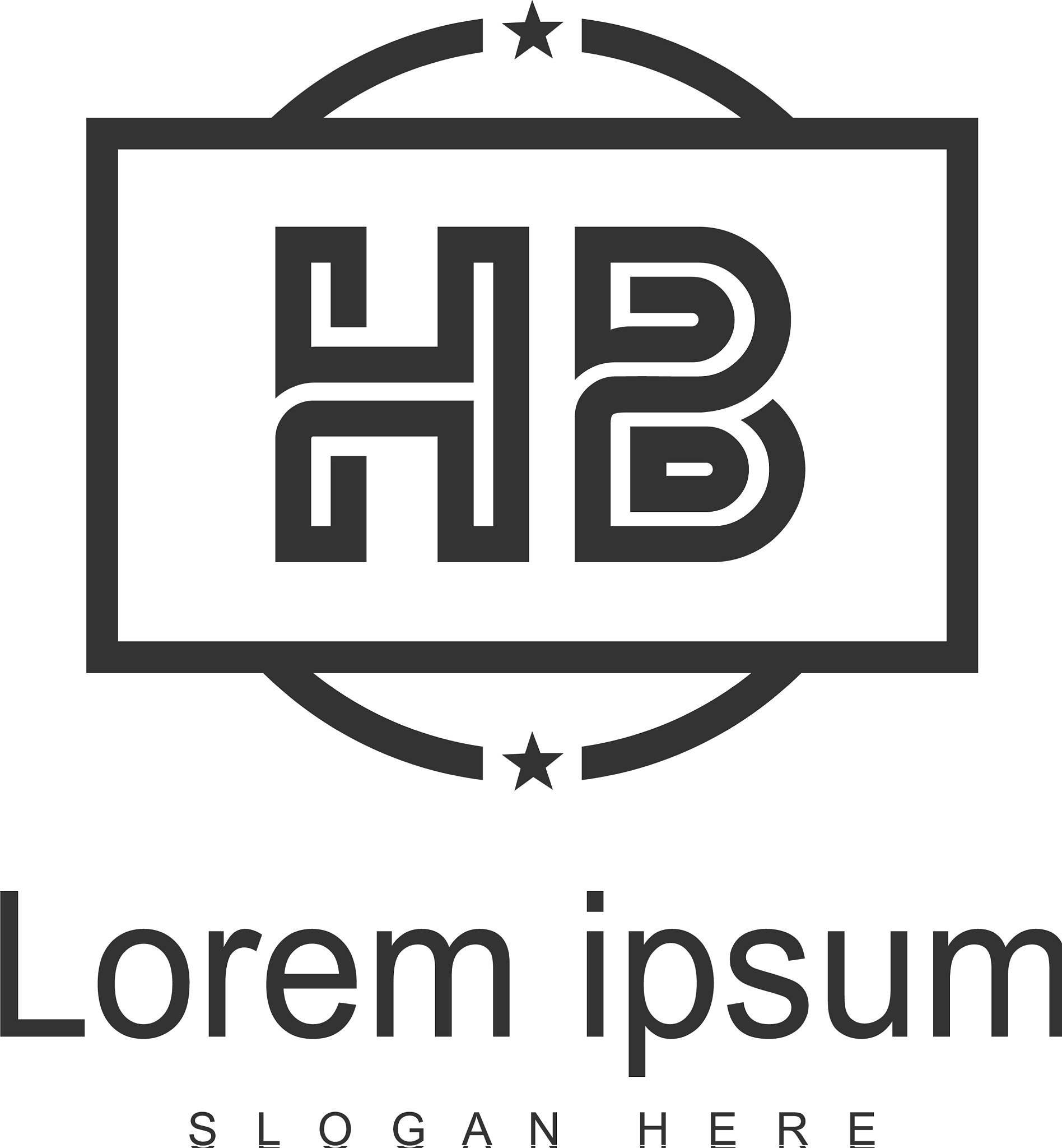 initial hb logo template with modern frame