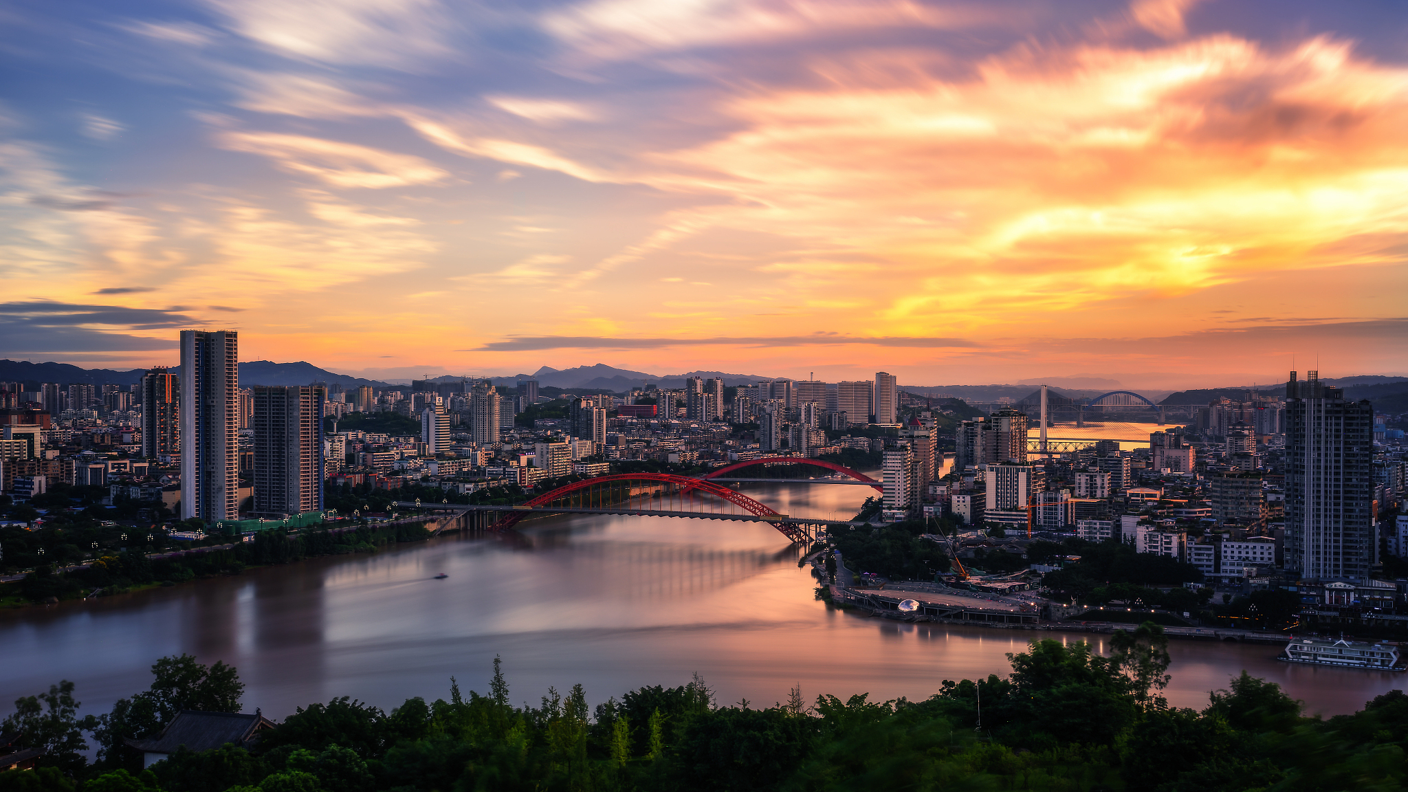 夕照三江口