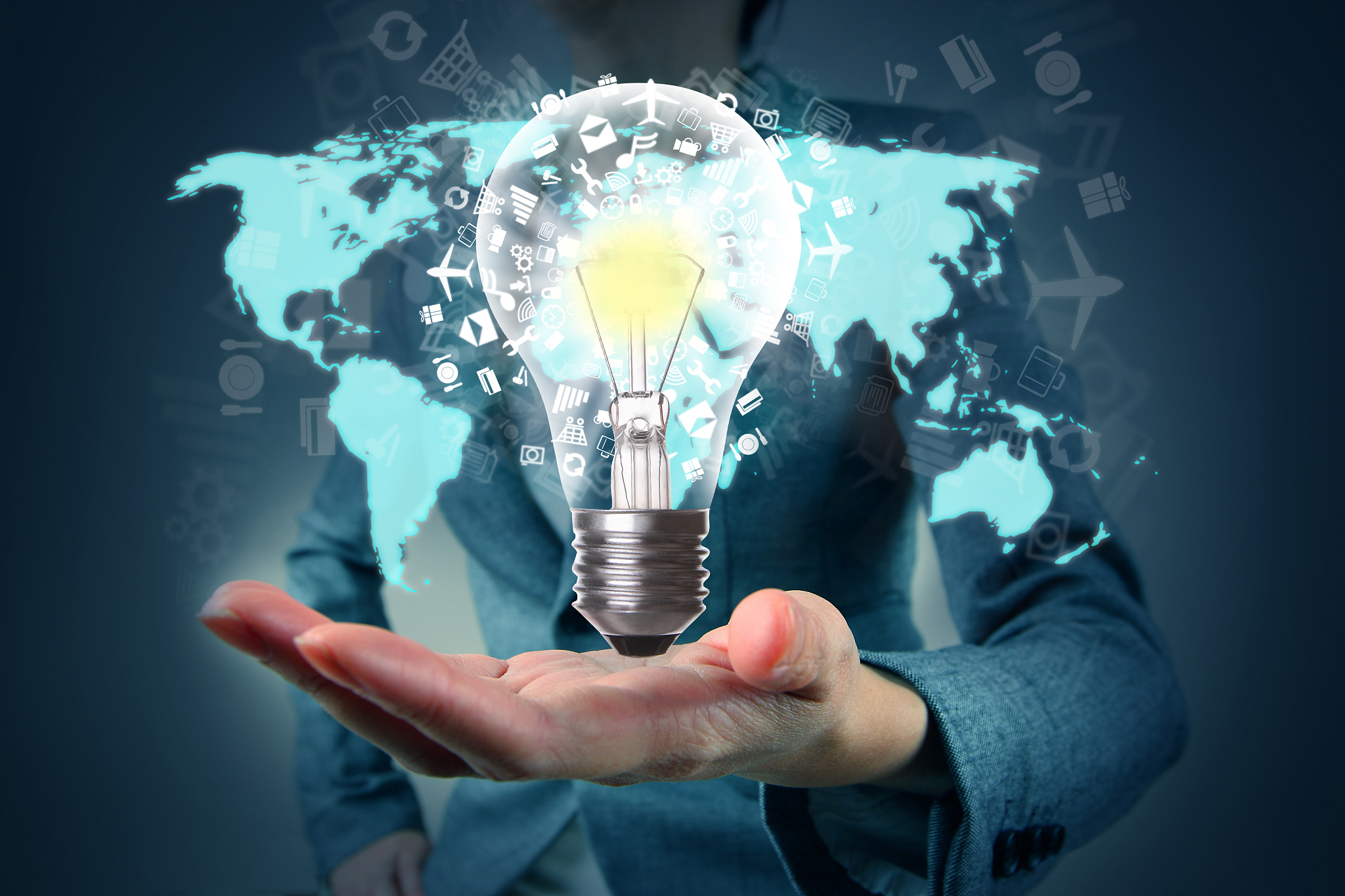 light bulb on hand with application
