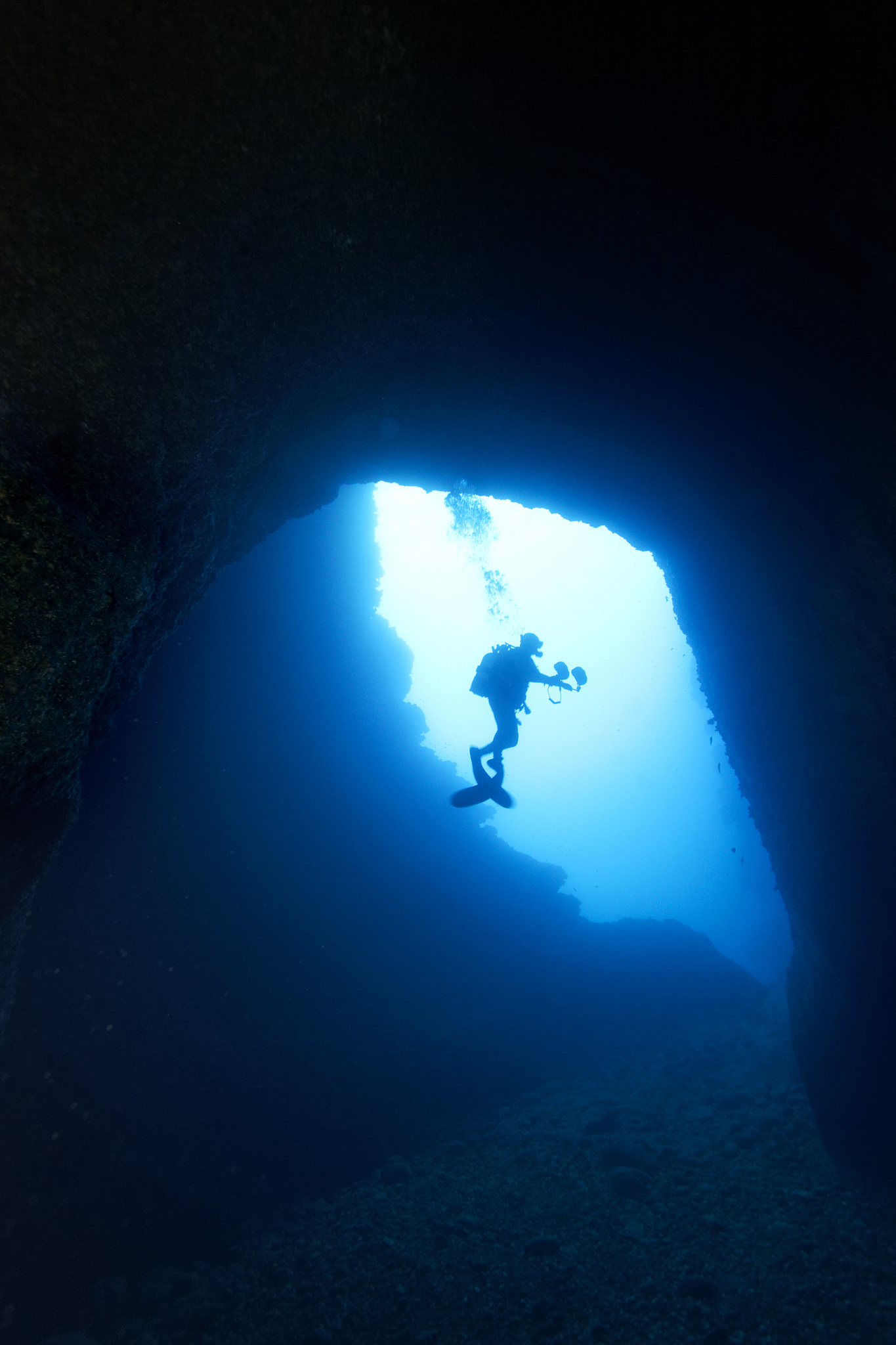 a diver in the underwater cave on lastovo