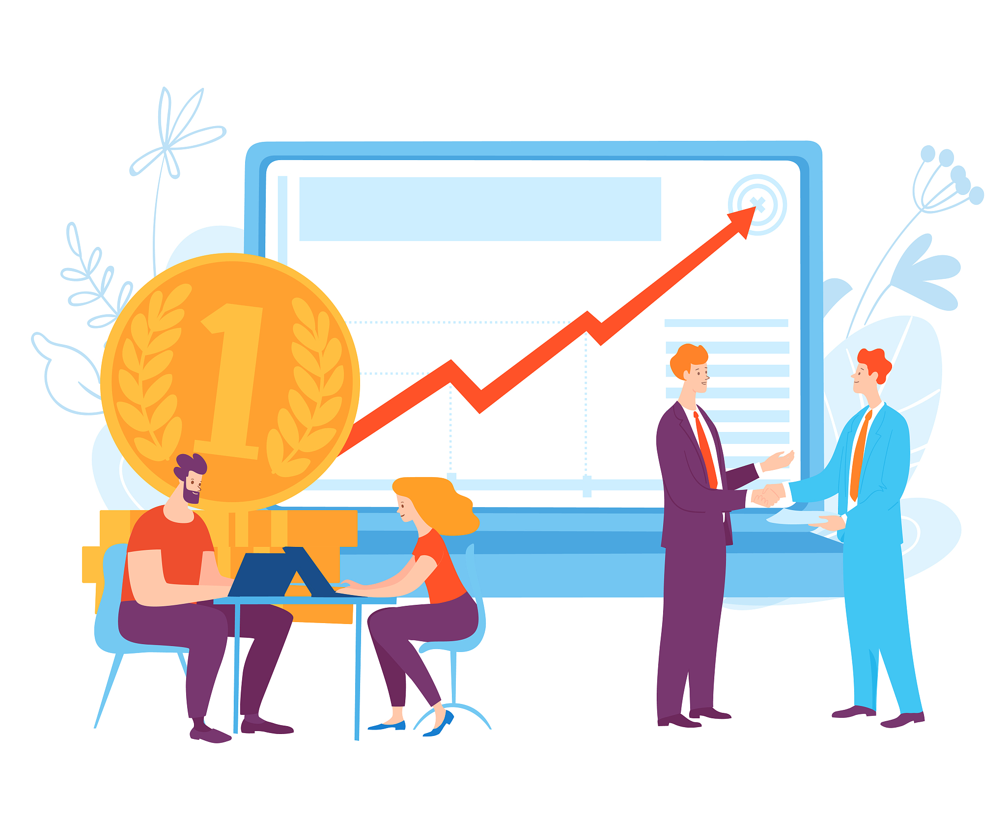 vector concept  illustration with business people planning money