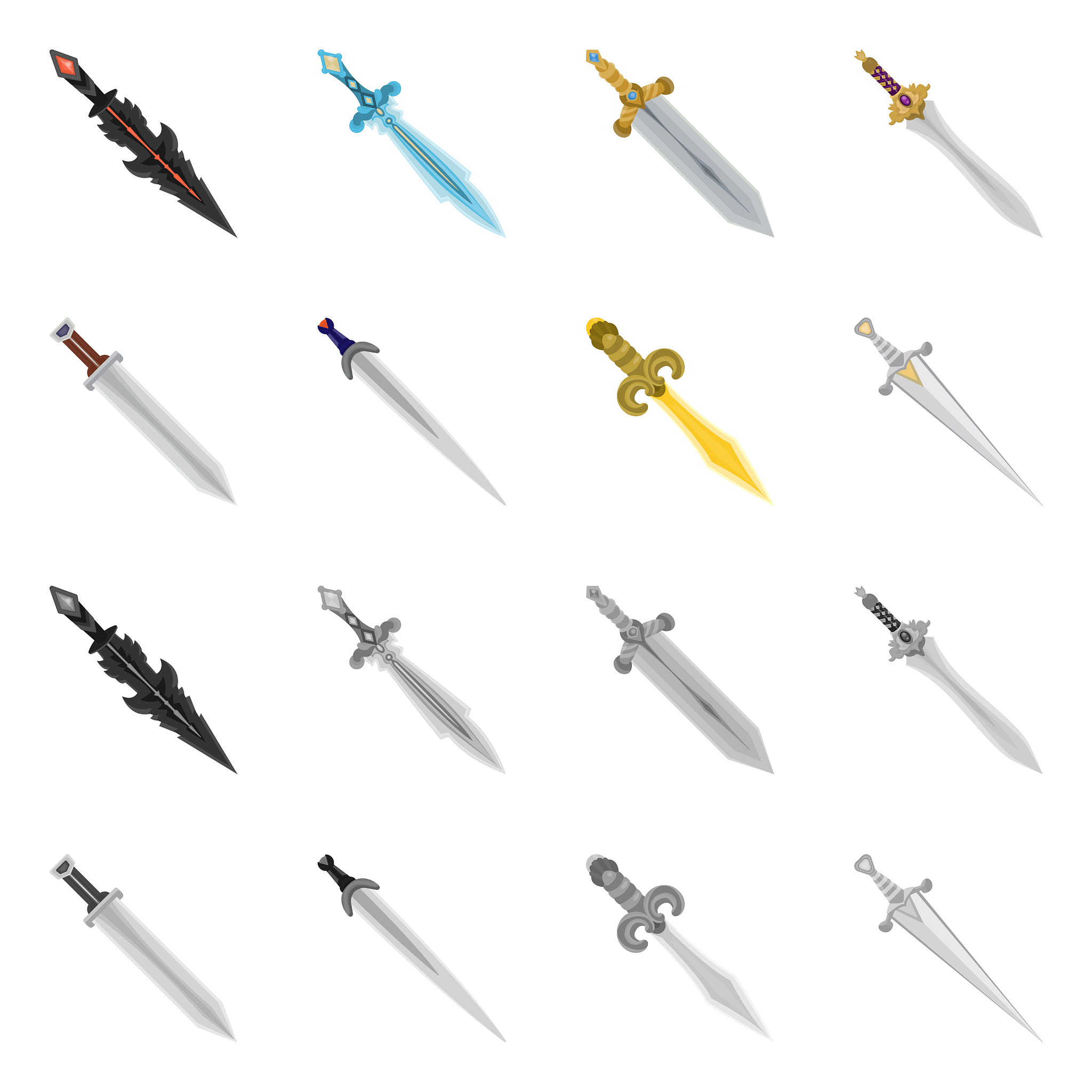 game and armor icon set of