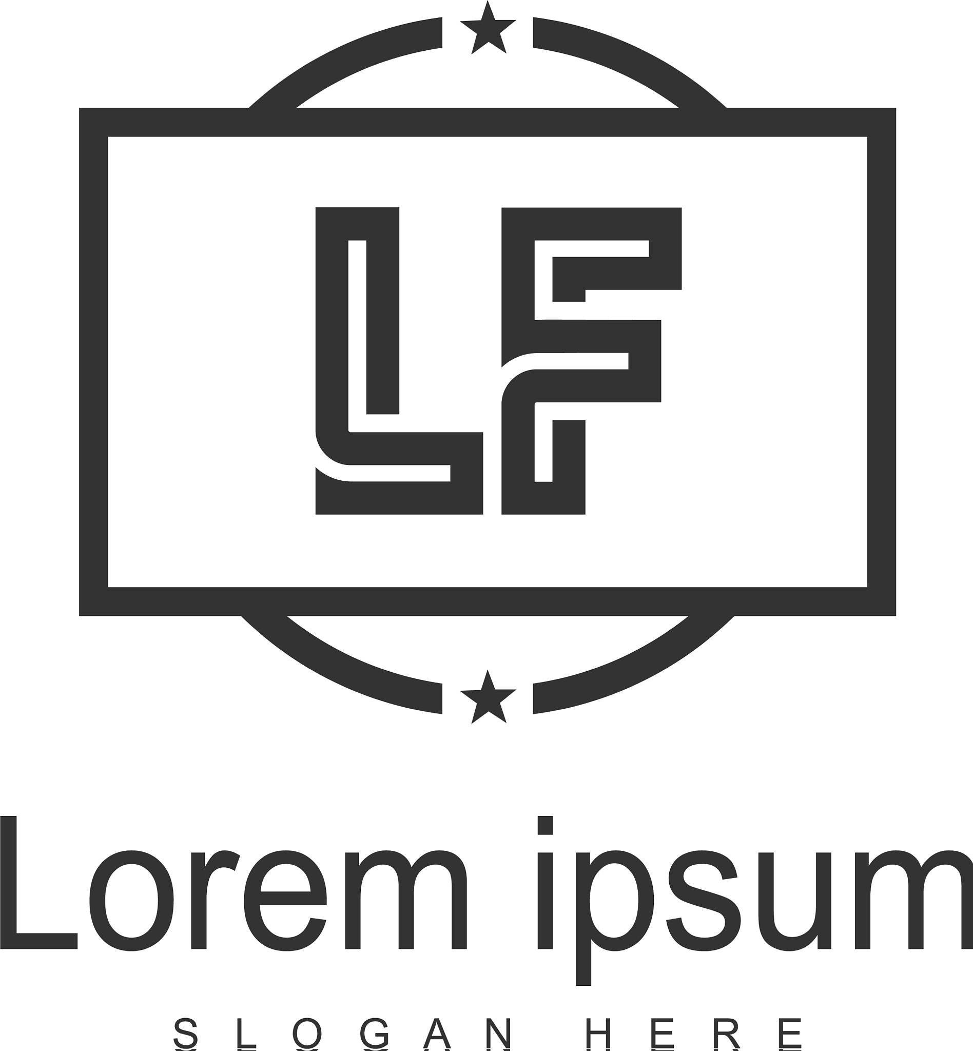 initial lf logo template with modern frame