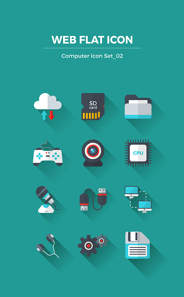 flat style computer icon set