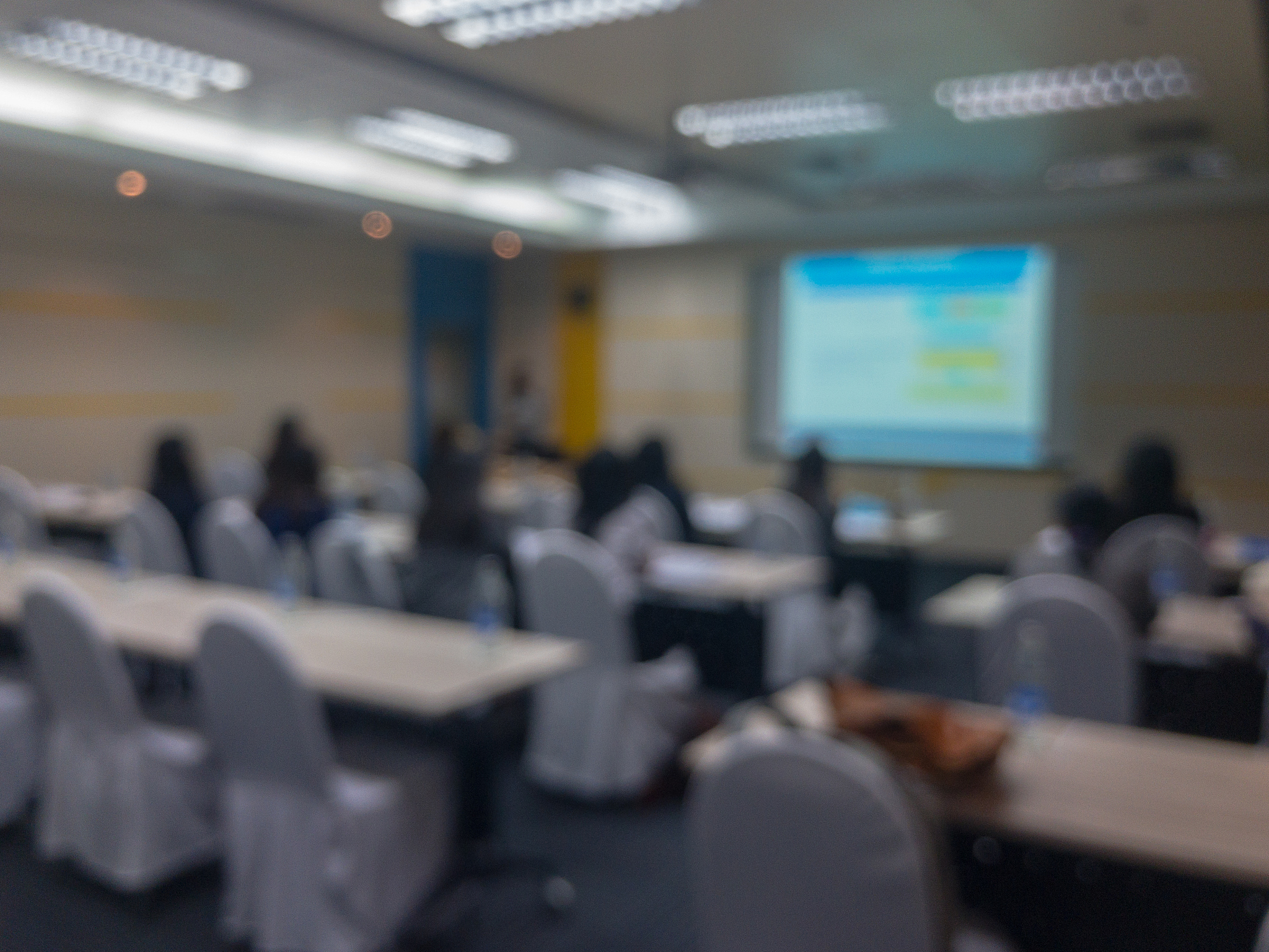 abstract blurry of people in seminar room