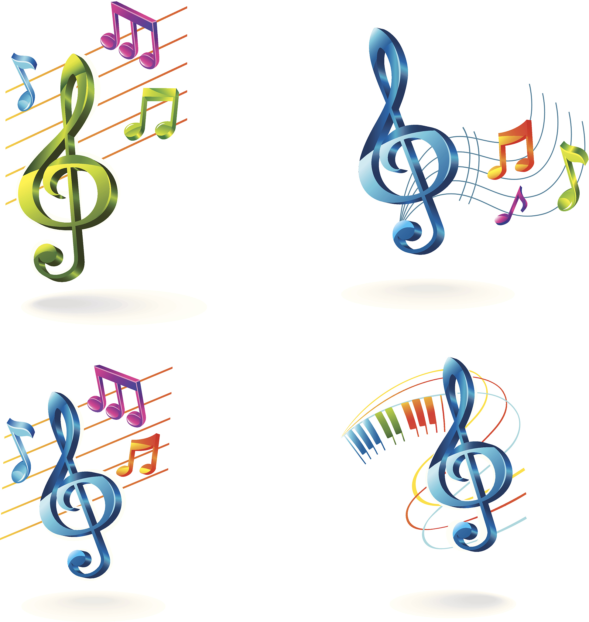 set of color music icons.