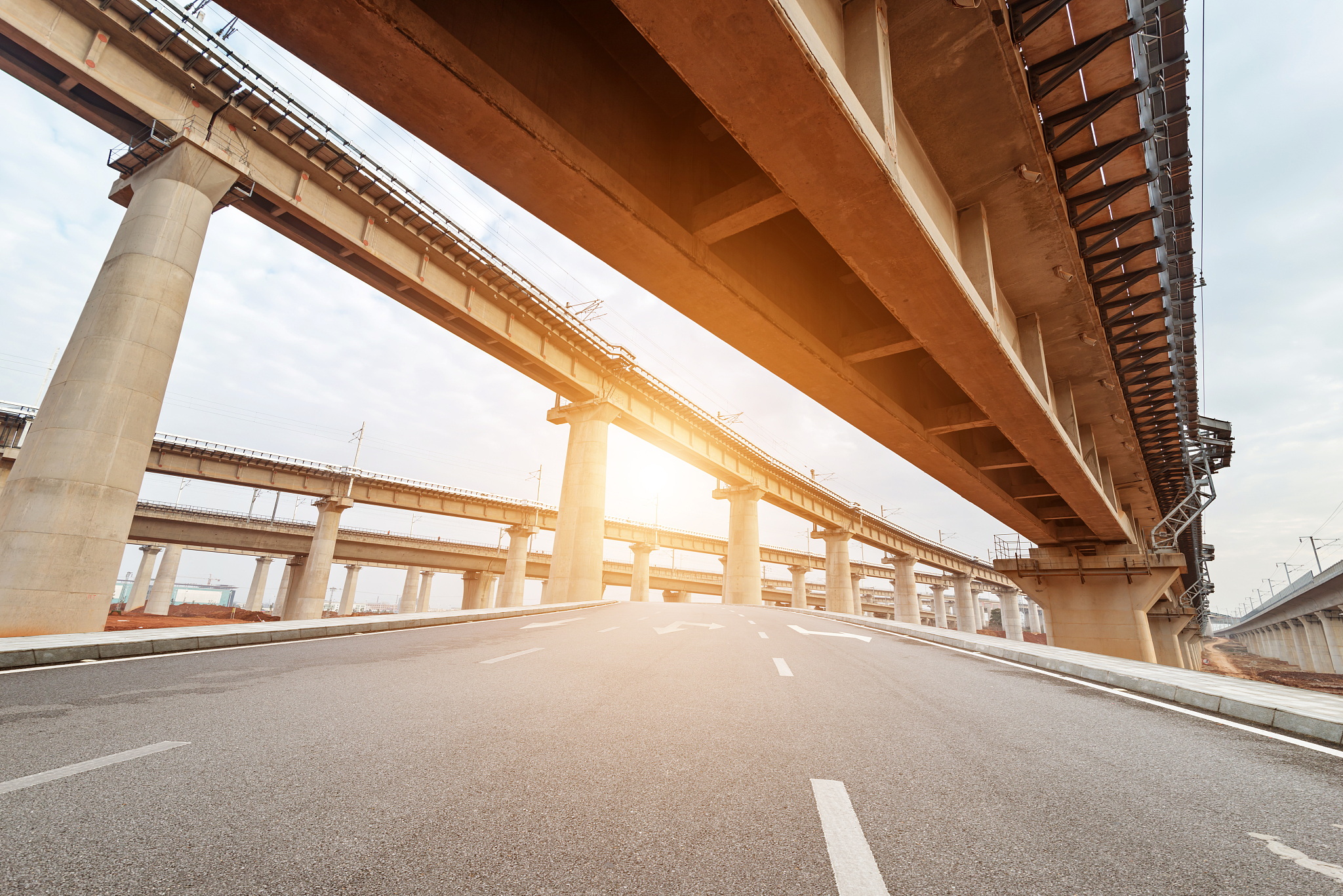 concrete road curve of viaduct in shanghai china outdoor.