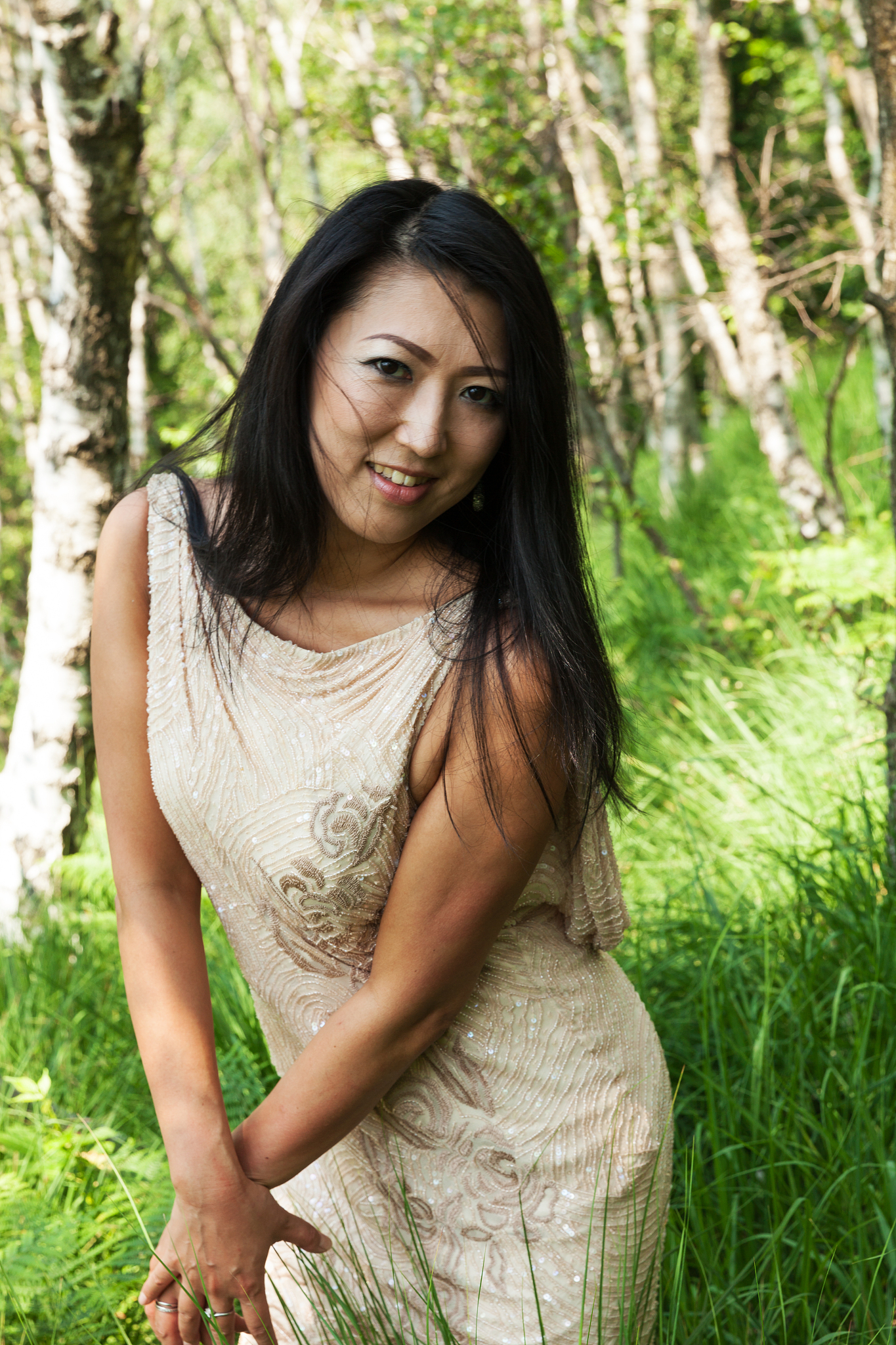 portrait of asian woman in the forest