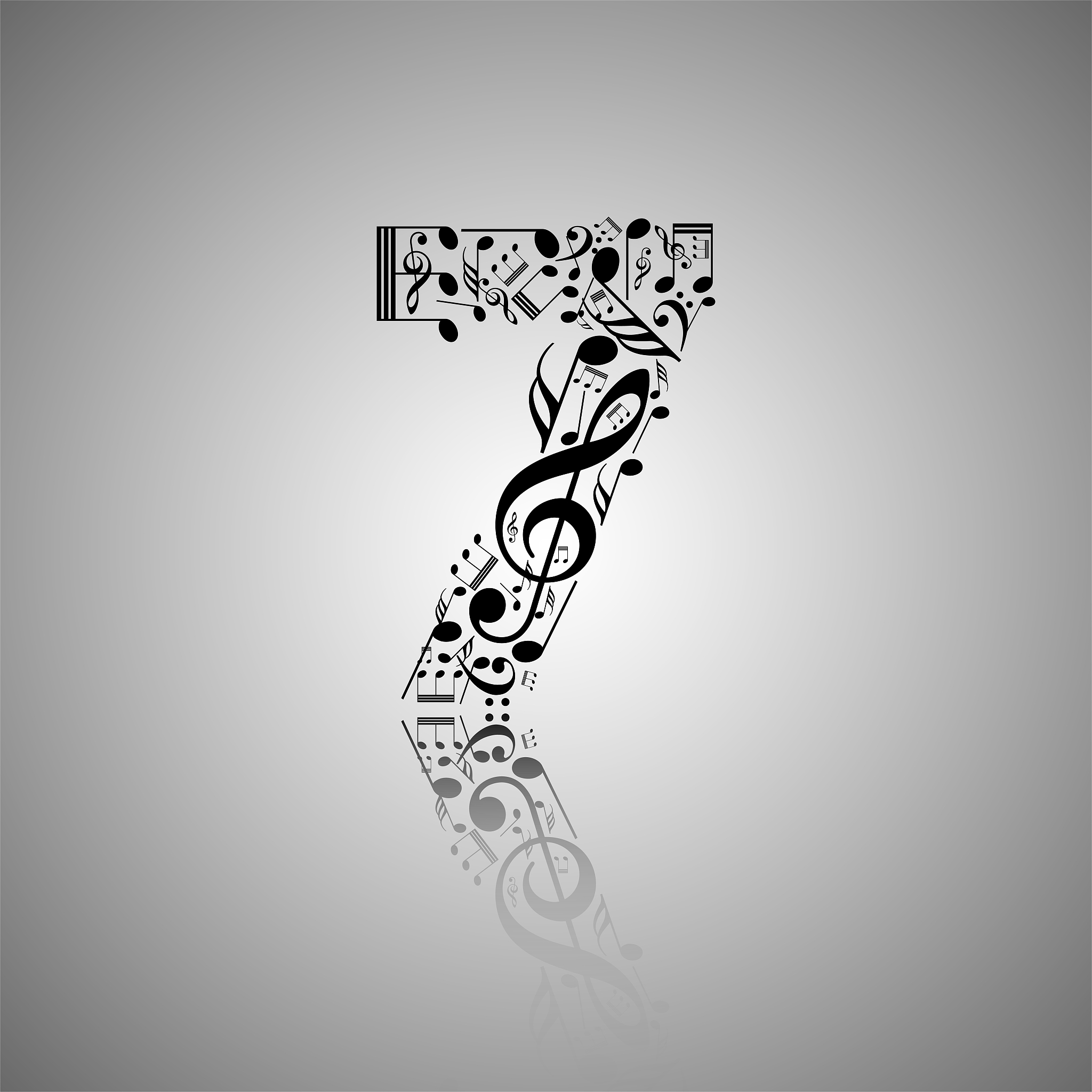 vector number 7 made from music notes, numbers collection made f
