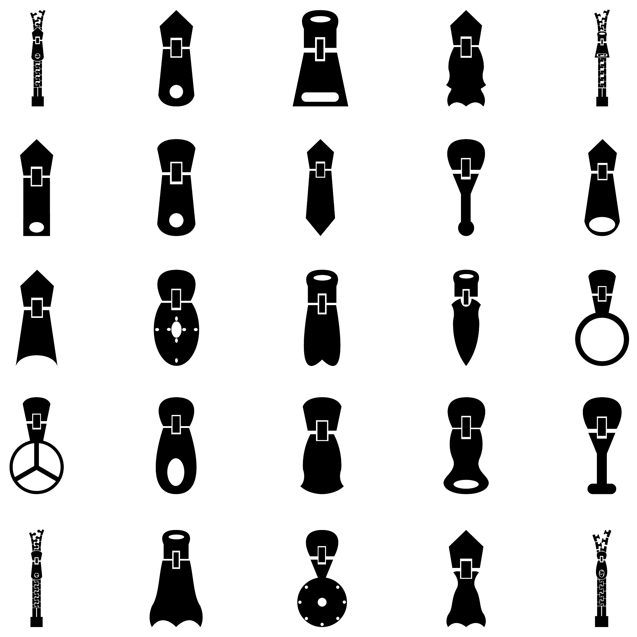zipper icon set