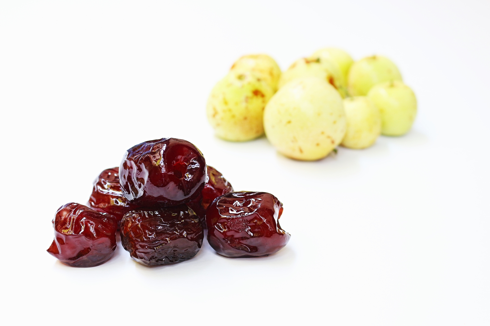 sweet dreid chinese dates on white background