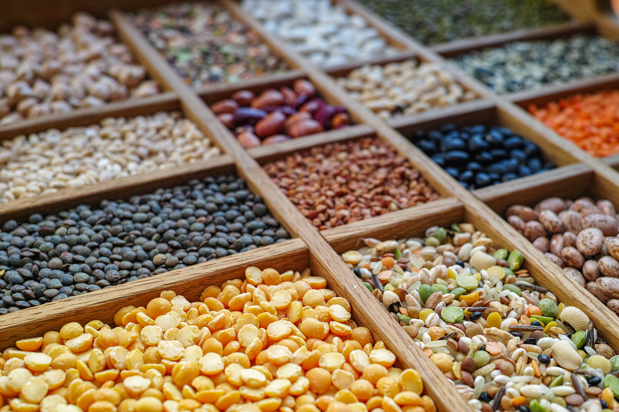 collection assorted of lentils, beans, peas, grain, groats, soyb