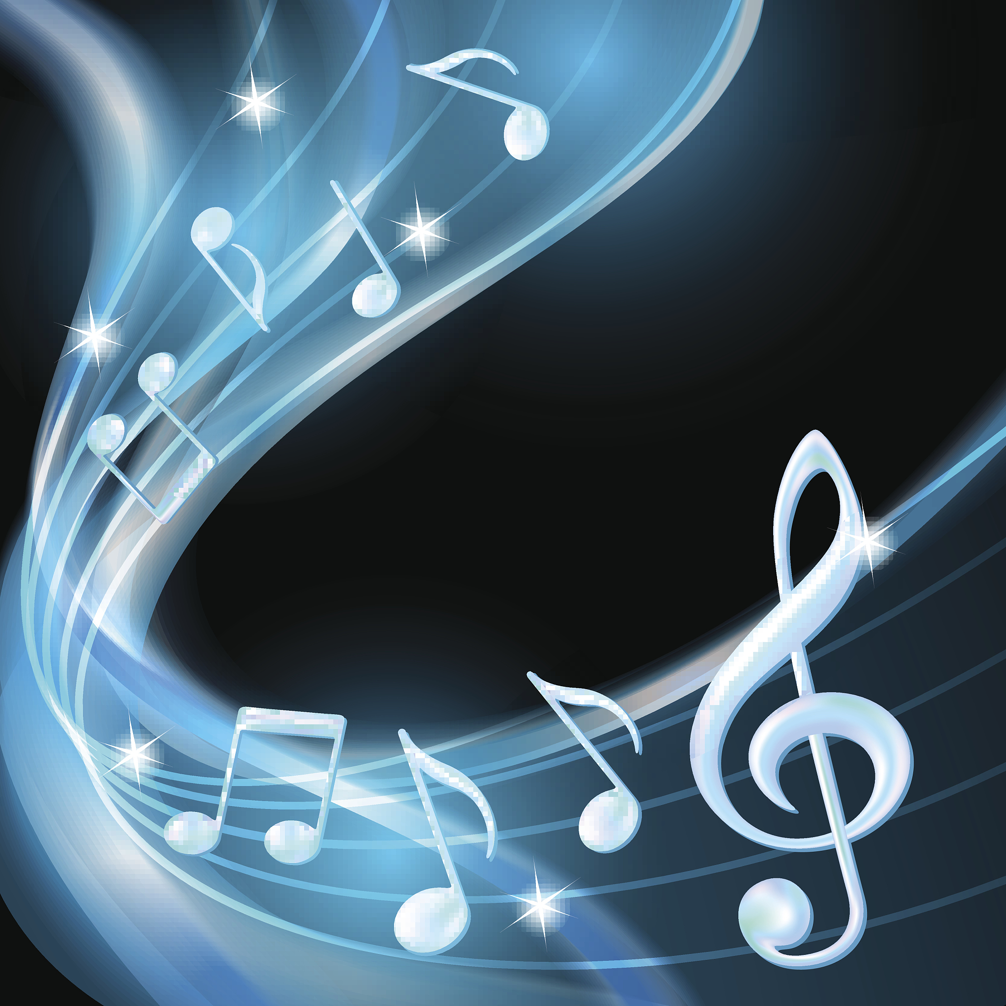 blue abstract notes music background.